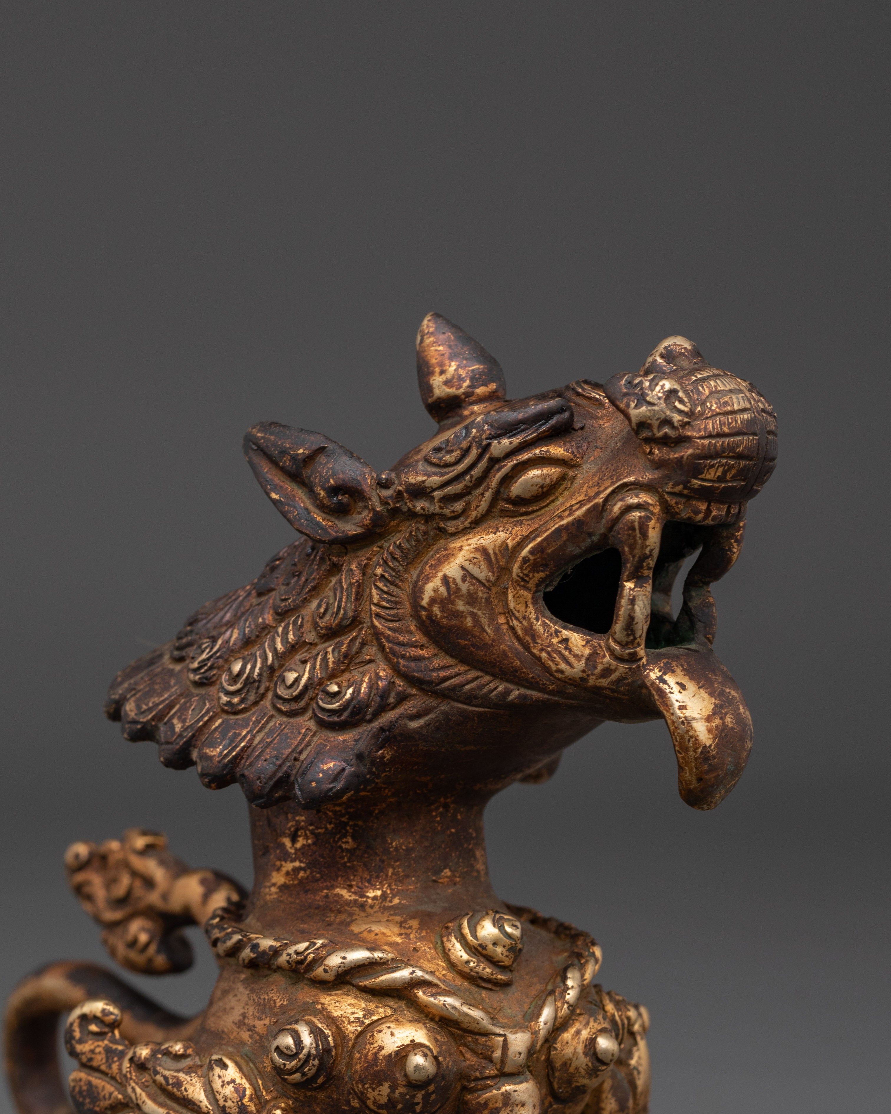 Handcrafted Lion Statue Set for Home Decor | Brass Tibetan Guardian Sculptures