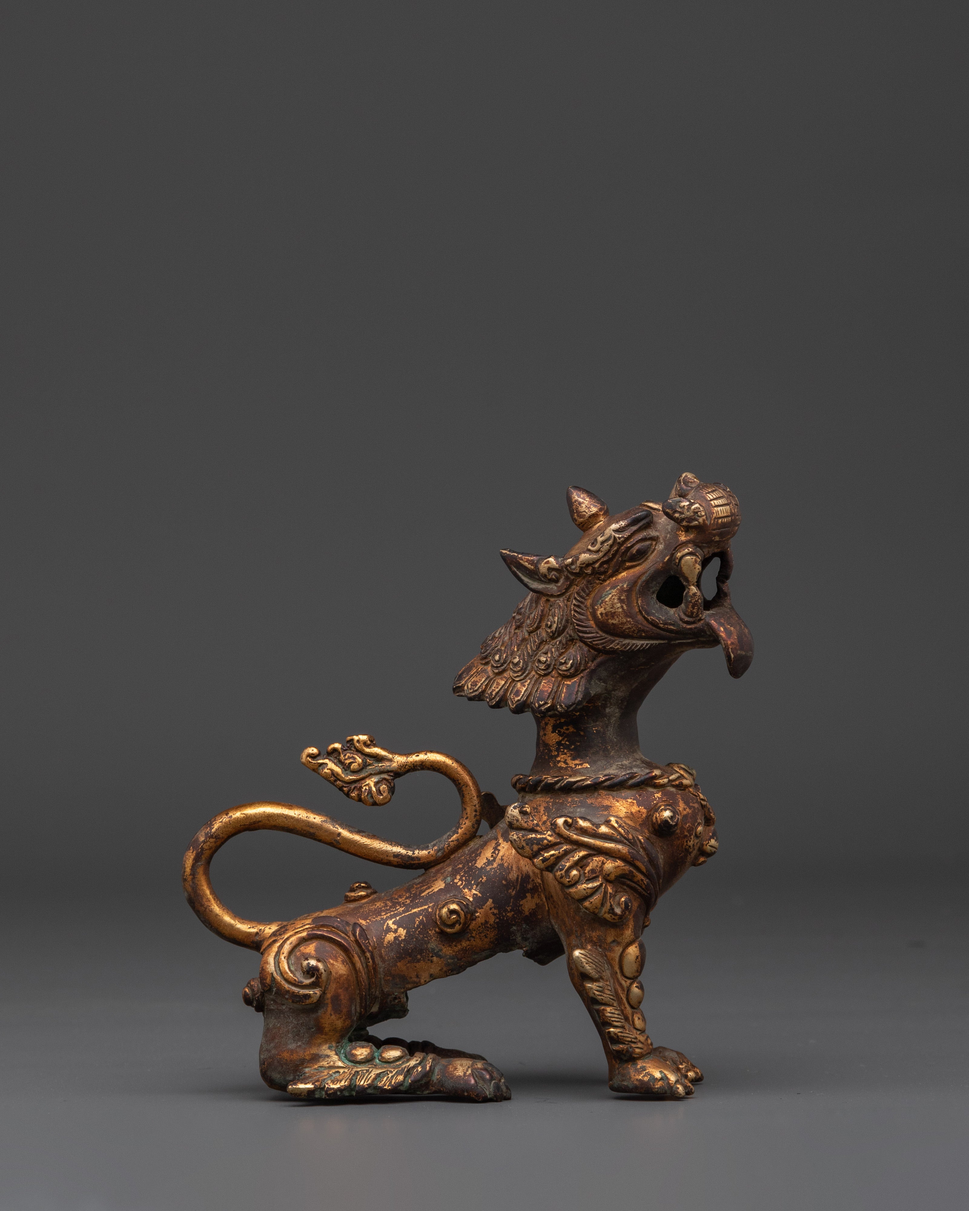Handcrafted Lion Statue Set for Home Decor | Brass Tibetan Guardian Sculptures