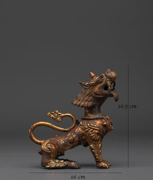 Handcrafted Lion Statue Set for Home Decor | Brass Tibetan Guardian Sculptures