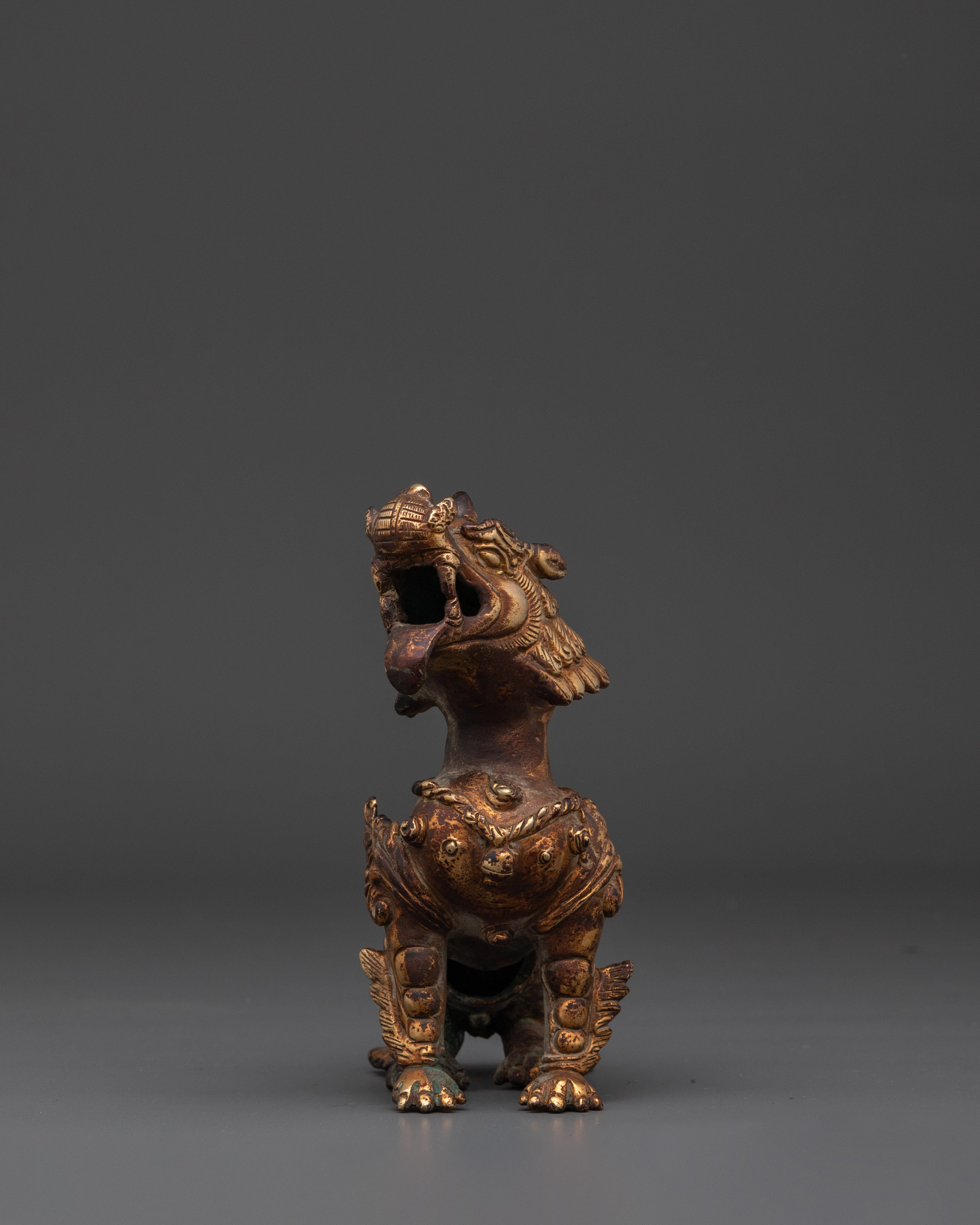 Handcrafted Lion Statue Set for Home Decor | Brass Tibetan Guardian Sculptures