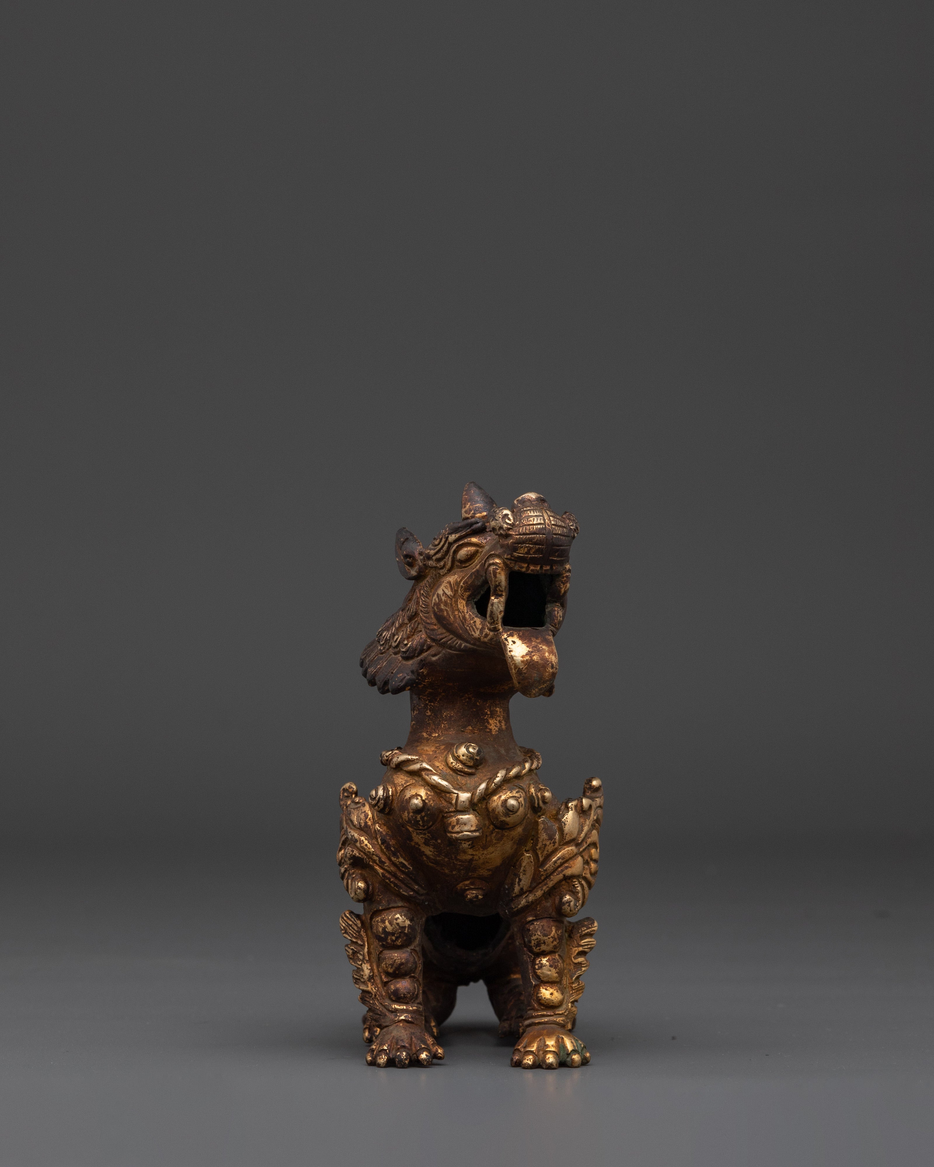 Handcrafted Lion Statue Set for Home Decor | Brass Tibetan Guardian Sculptures