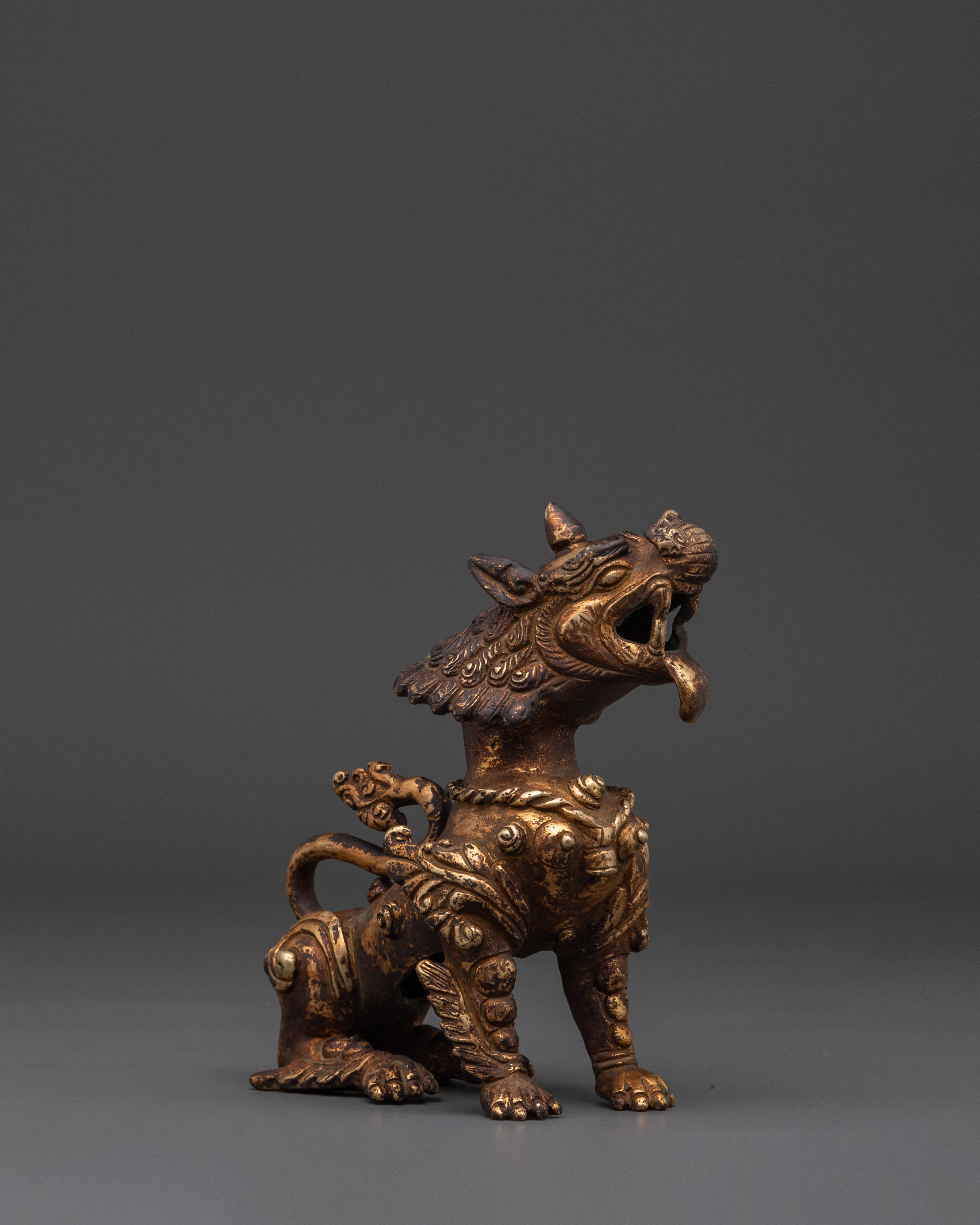Handcrafted Lion Statue Set for Home Decor | Brass Tibetan Guardian Sculptures