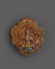 Handmade Ghau Box Locket With Manjushri Figure |  Tibetan Buddhist Amulet