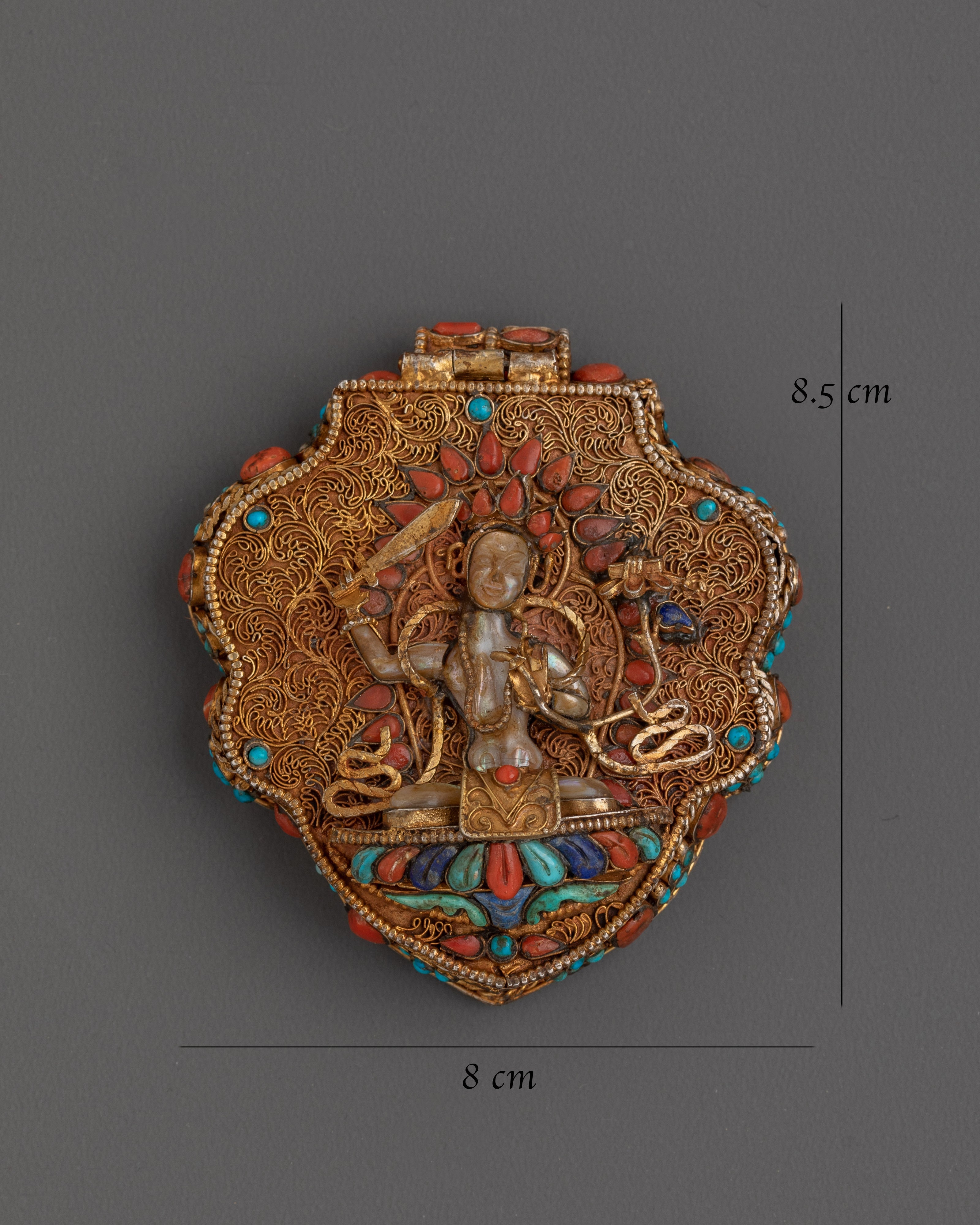 Handmade Ghau Box Locket With Manjushri Figure |  Tibetan Buddhist Amulet