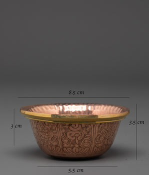 Buddhist Ritual Offering Bowl Set | Handcrafted Copper Bowls with Brass Lining