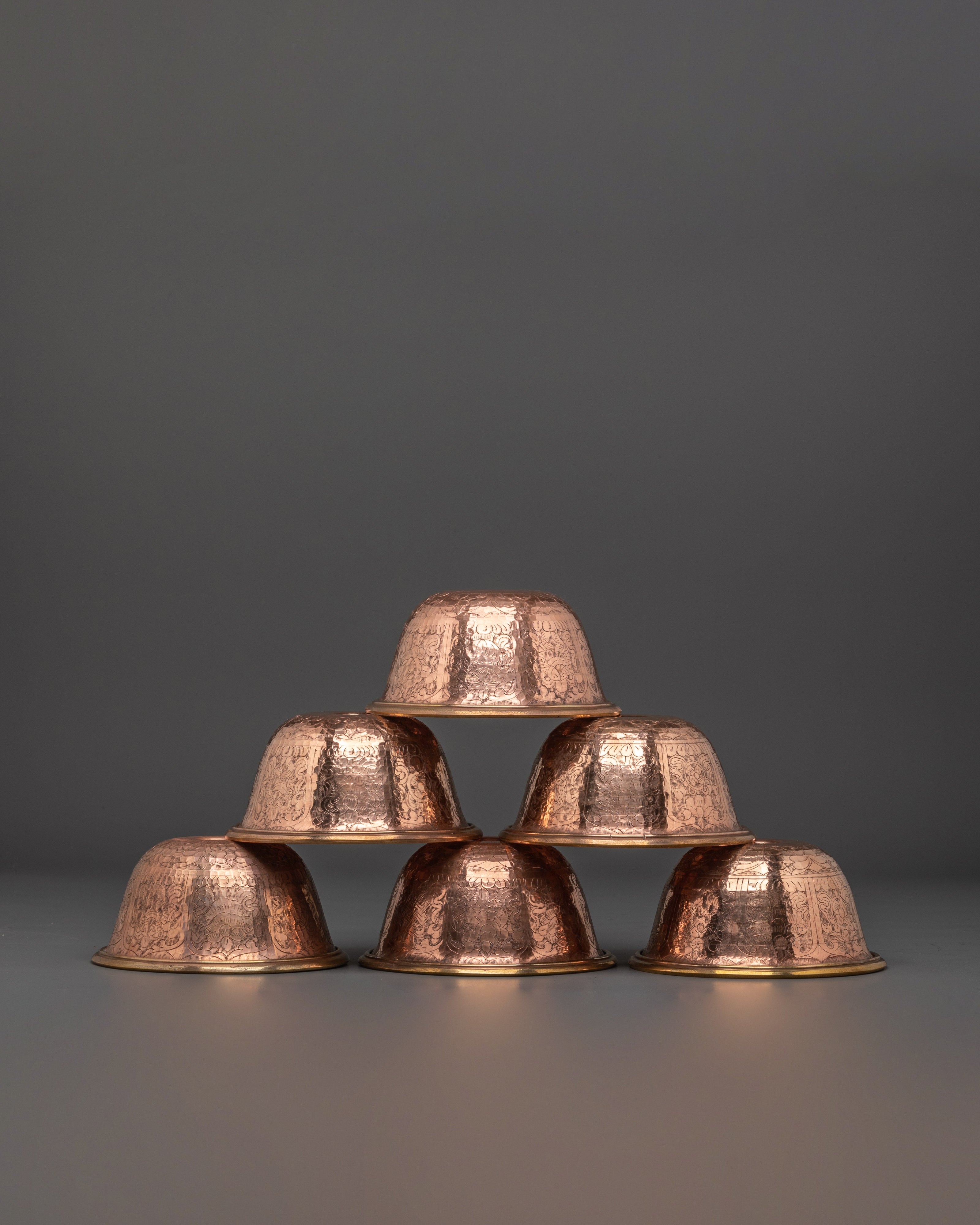 Copper Water Offering Bowl Set | Offering Bowl Set for Ritual Ceremonies