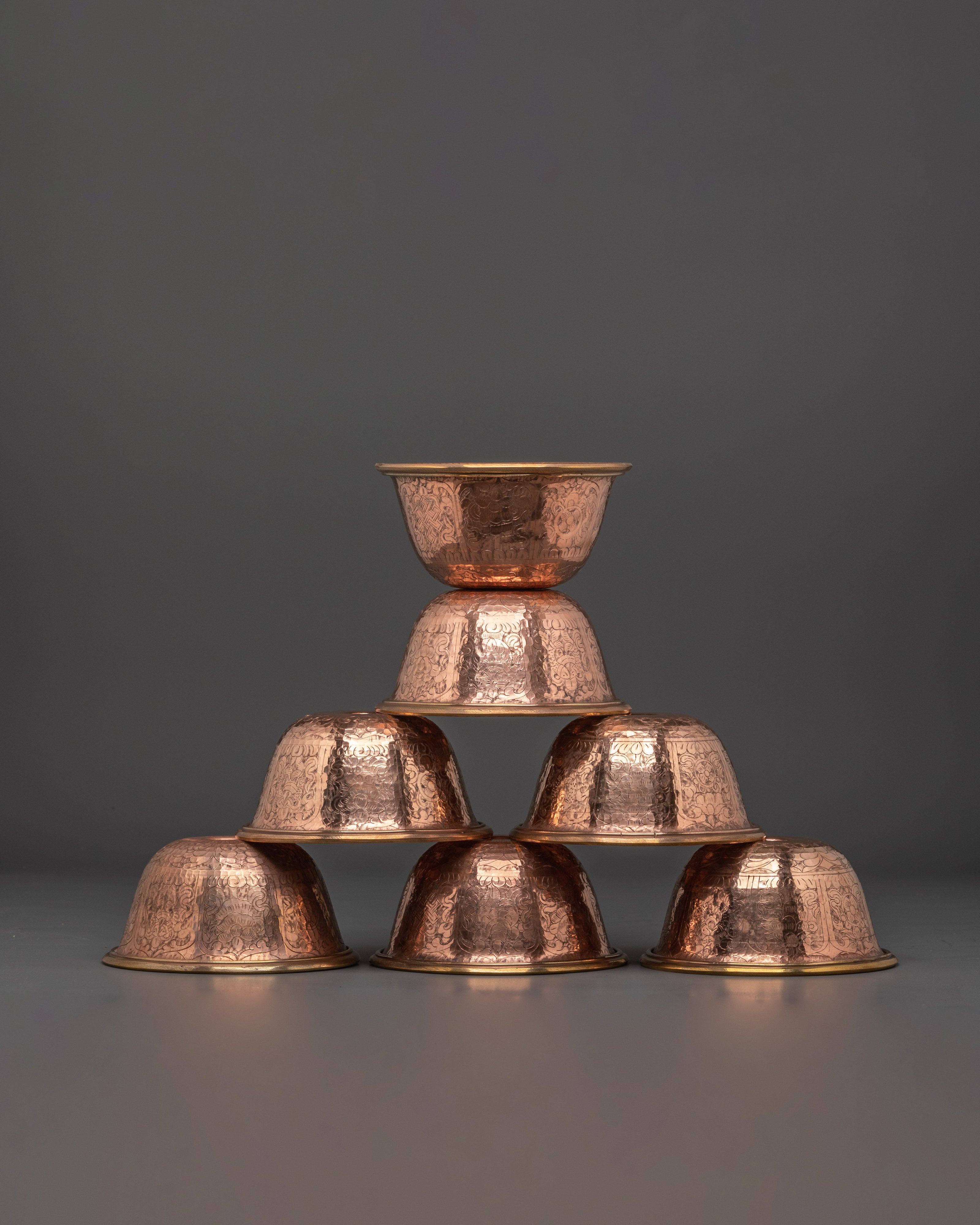 Copper Water Offering Bowl Set | Offering Bowl Set for Ritual Ceremonies