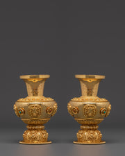 Flower Vase for Ritual Offering | Gold Plated Copper Vase