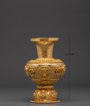 Flower Vase for Ritual Offering | Gold Plated Copper Vase