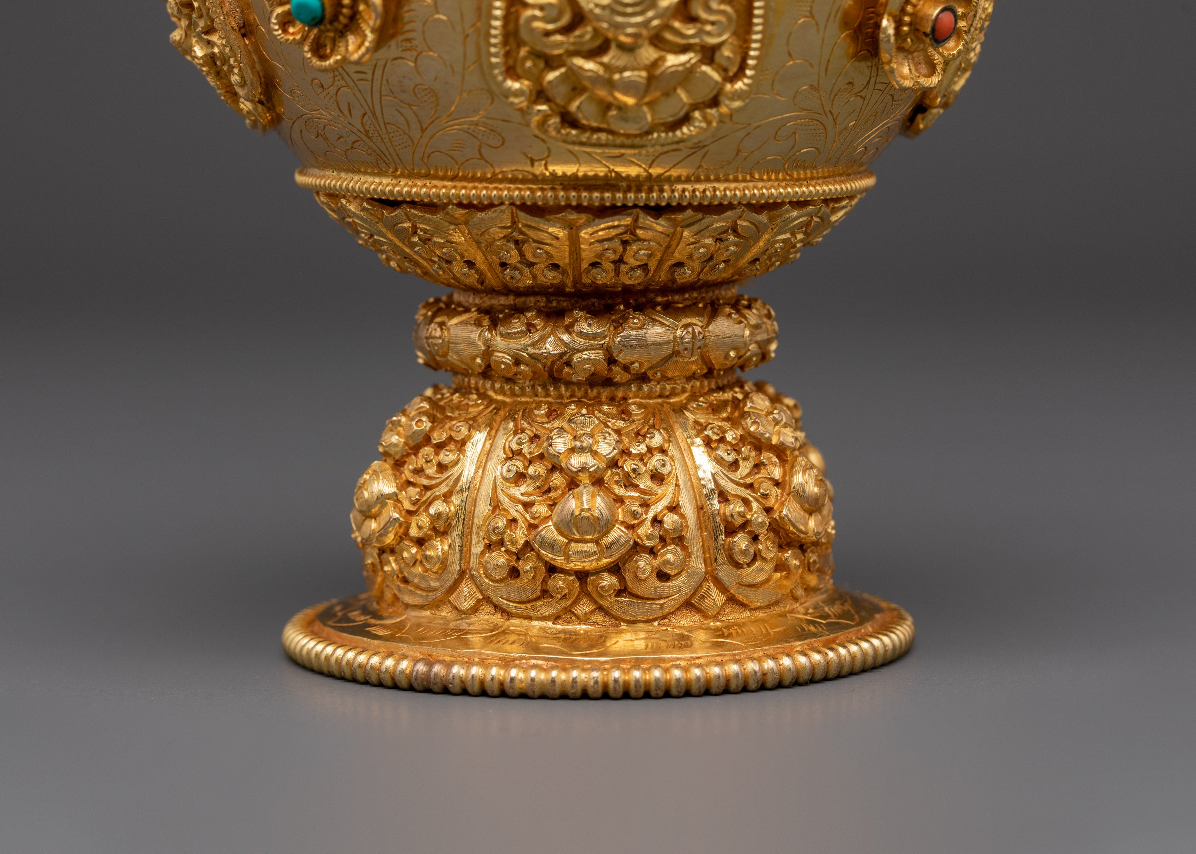 Flower Vase for Ritual Offering | Gold Plated Copper Vase