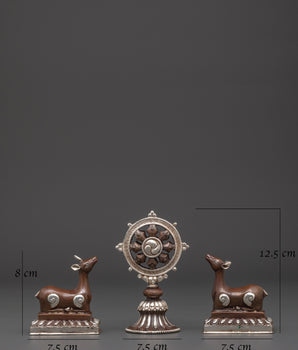 Oxidized Copper Dharma Wheel | Buddhist Altar Symbol
