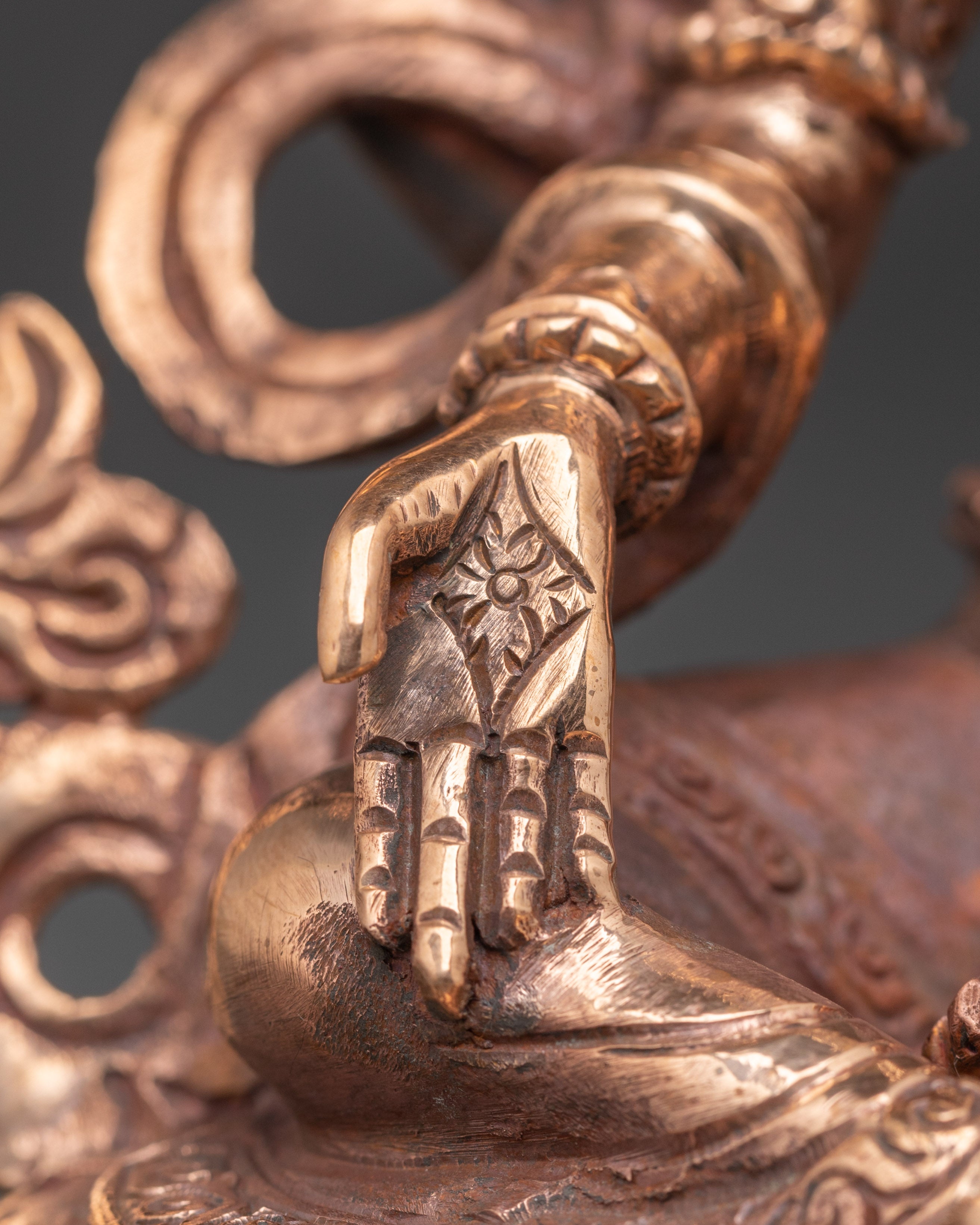 Handmade Copper Lakshmi Kamala Statue | Prosperity Deity