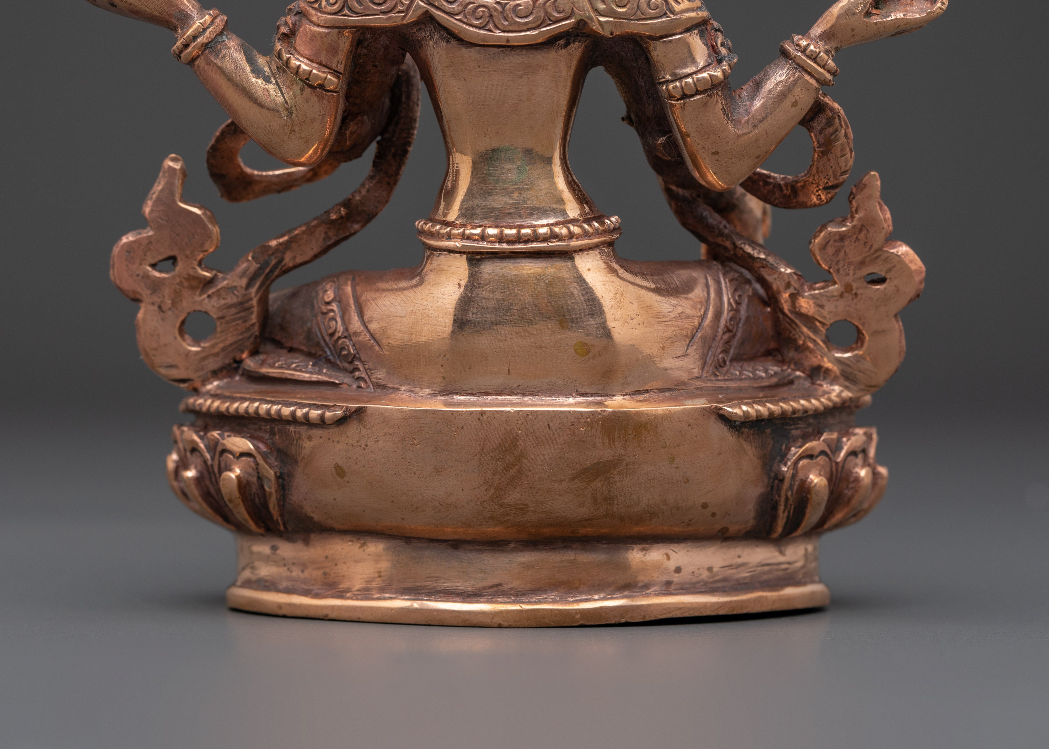 Handmade Copper Lakshmi Kamala Statue | Prosperity Deity