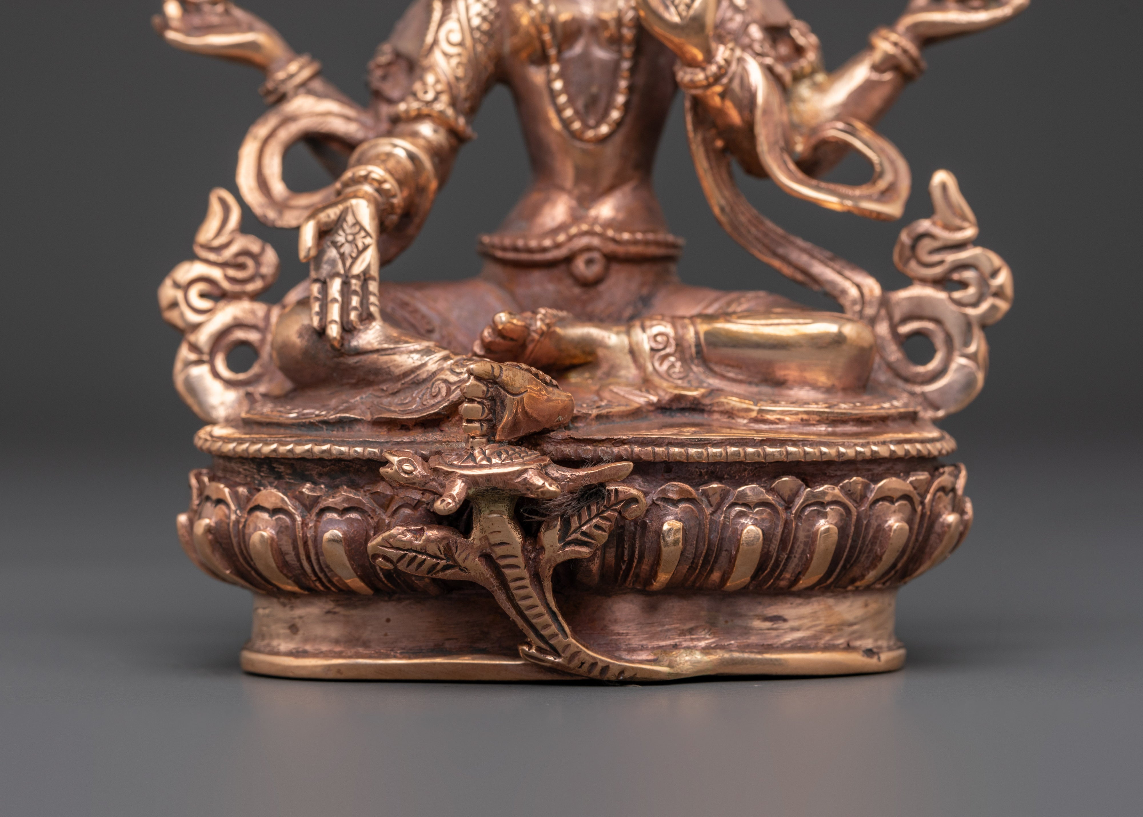 Handmade Copper Lakshmi Kamala Statue | Prosperity Deity