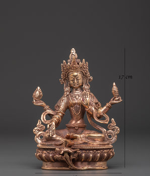 Handmade Copper Lakshmi Kamala Statue | Prosperity Deity