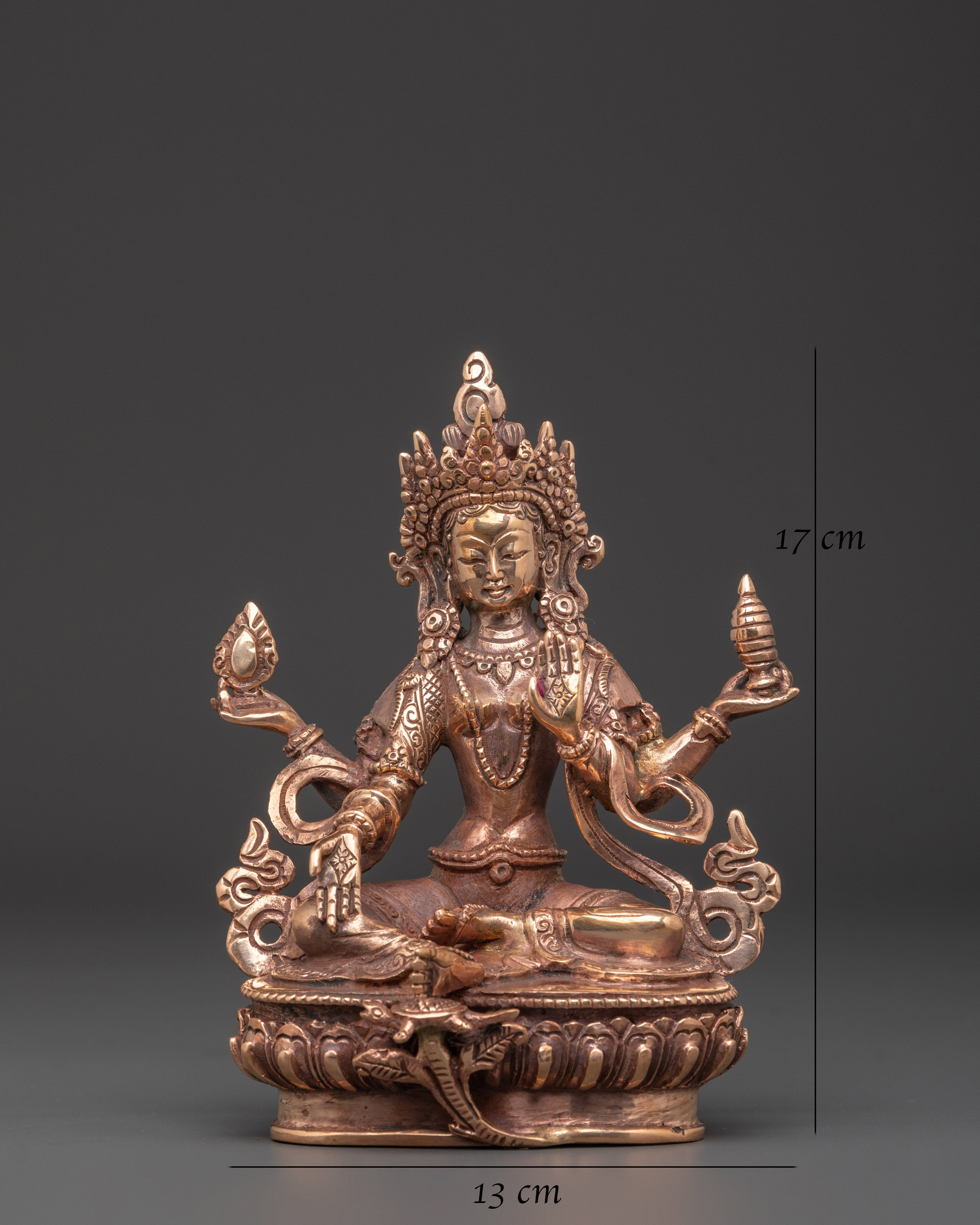 Handmade Copper Lakshmi Kamala Statue | Prosperity Deity