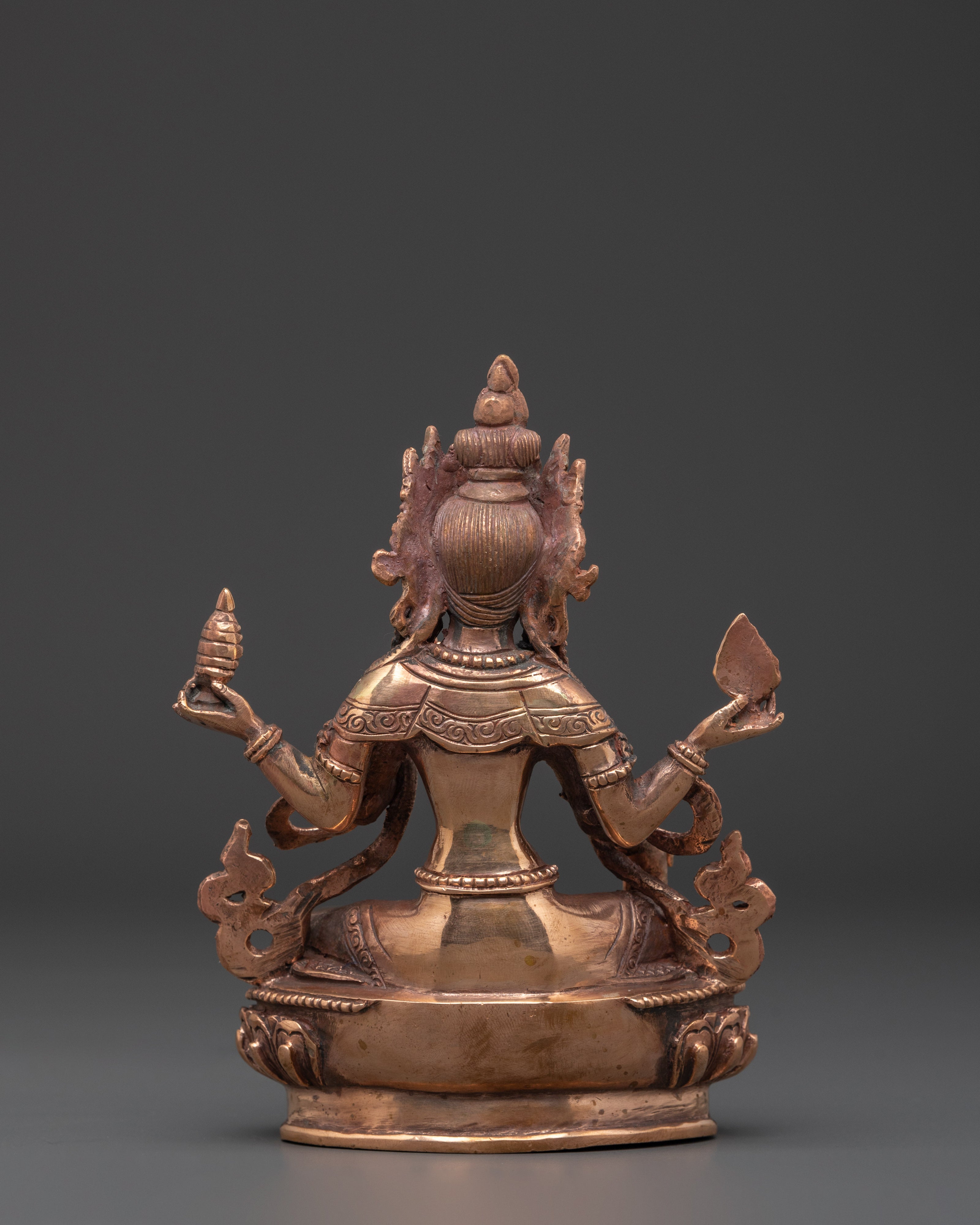 Handmade Copper Lakshmi Kamala Statue | Prosperity Deity