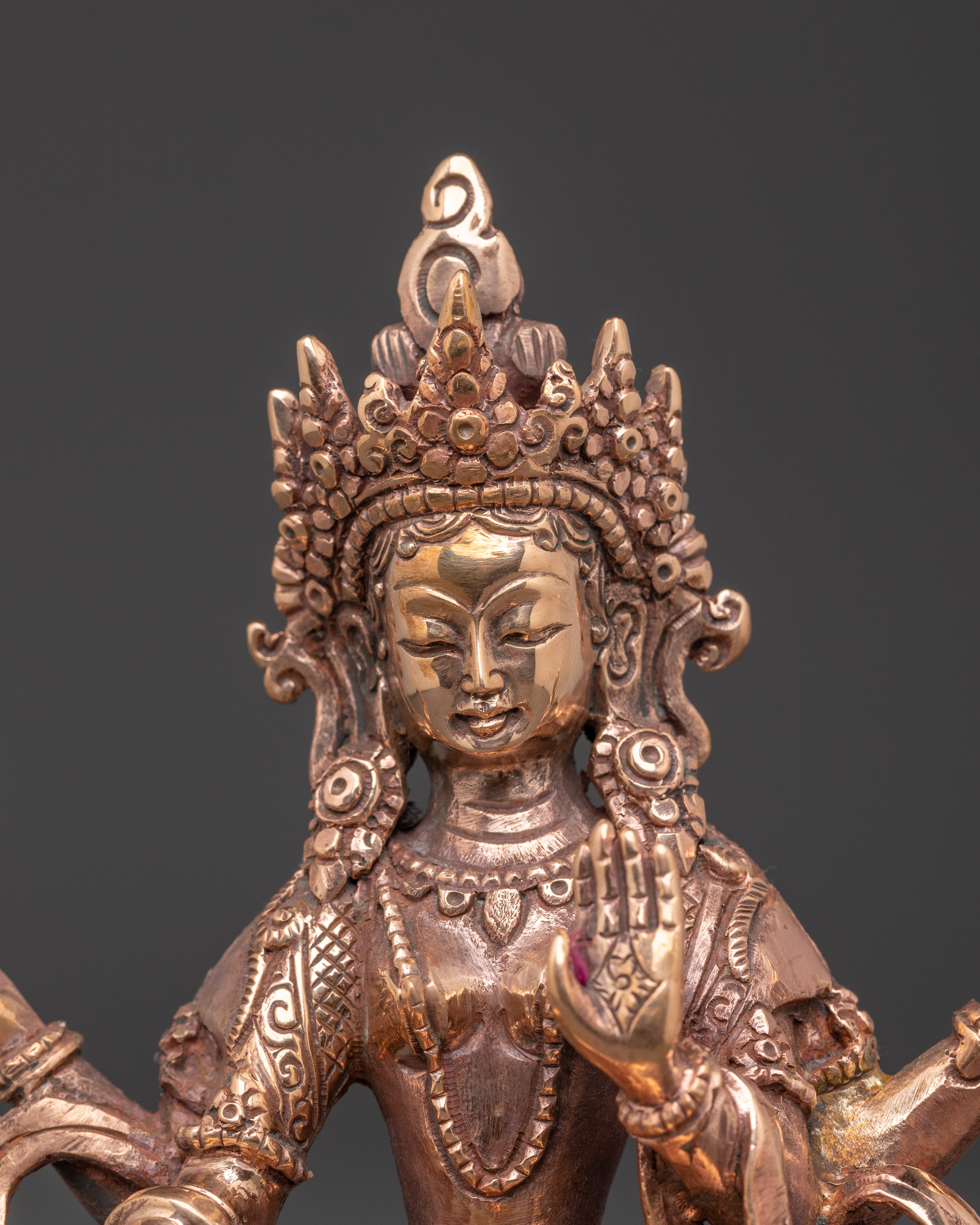 Handmade Copper Lakshmi Kamala Statue | Prosperity Deity