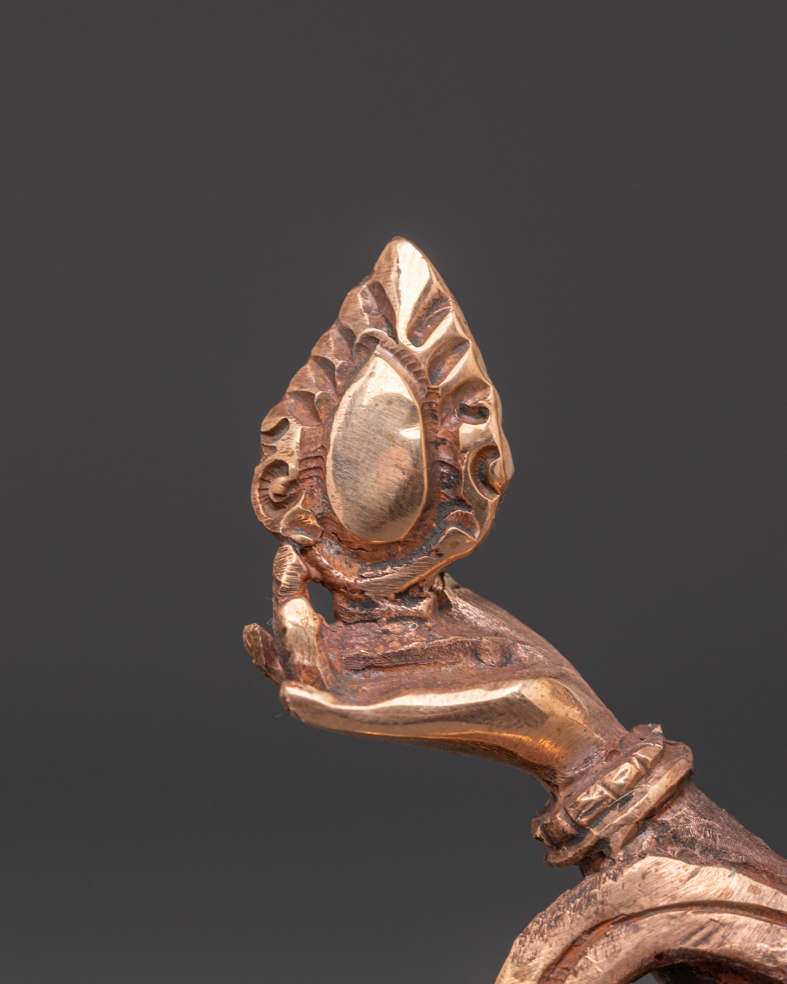 Handmade Copper Lakshmi Kamala Statue | Prosperity Deity