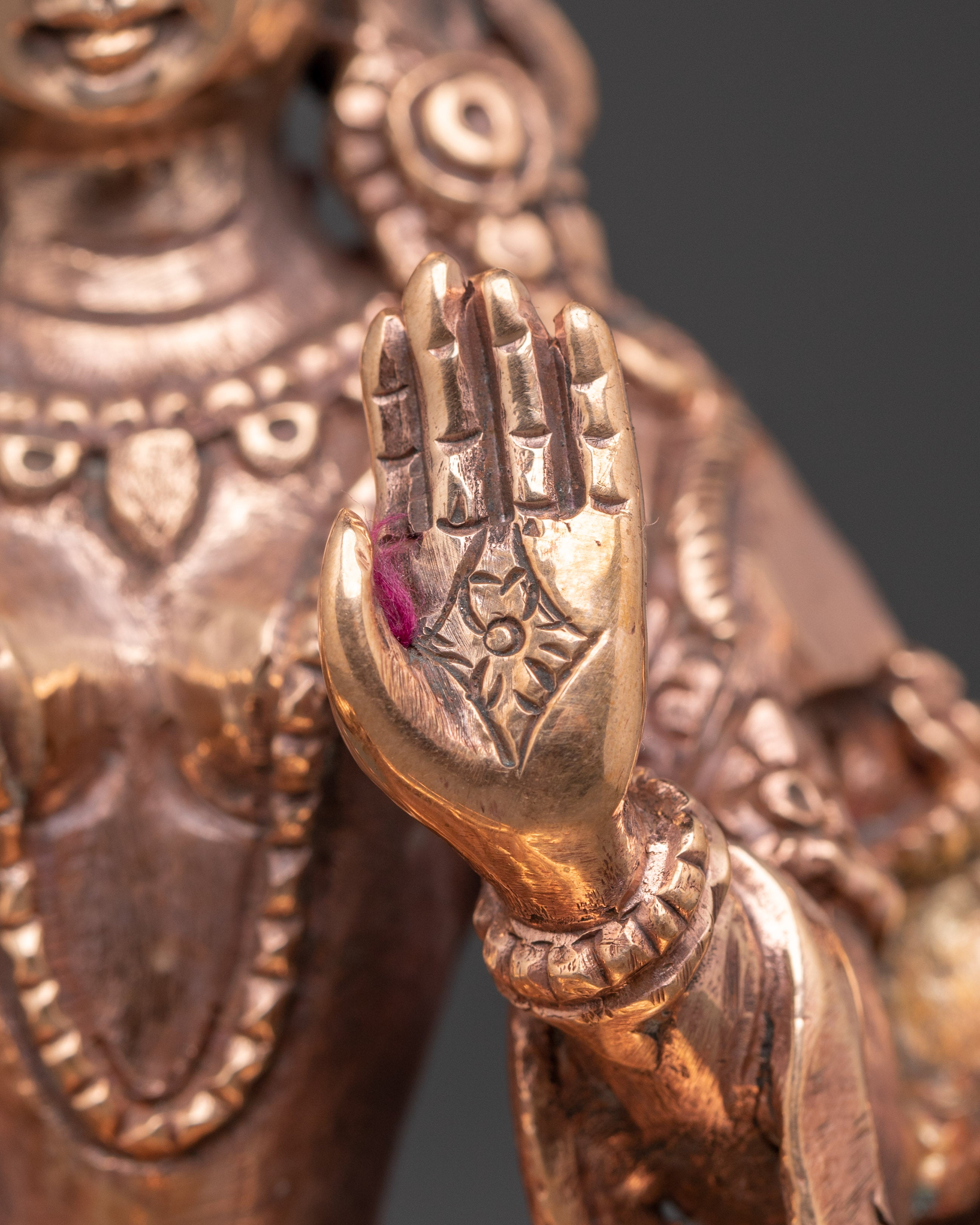 Handmade Copper Lakshmi Kamala Statue | Prosperity Deity