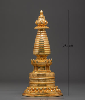 Traditional Copper Tibetan Buddhist Enlightenment Stupa | Spiritual Shrine Altar Decor
