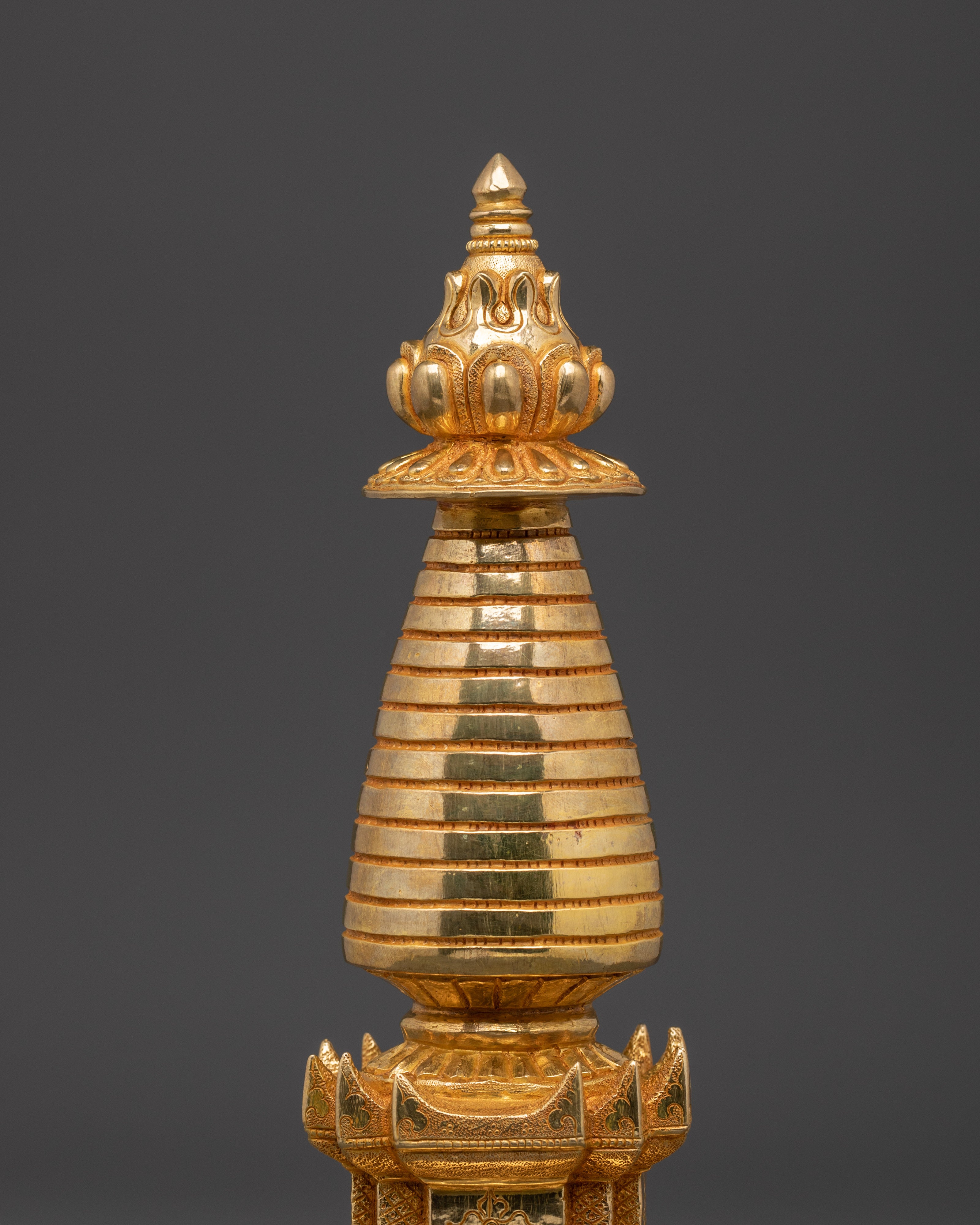 Traditional Copper Tibetan Buddhist Enlightenment Stupa | Spiritual Shrine Altar Decor