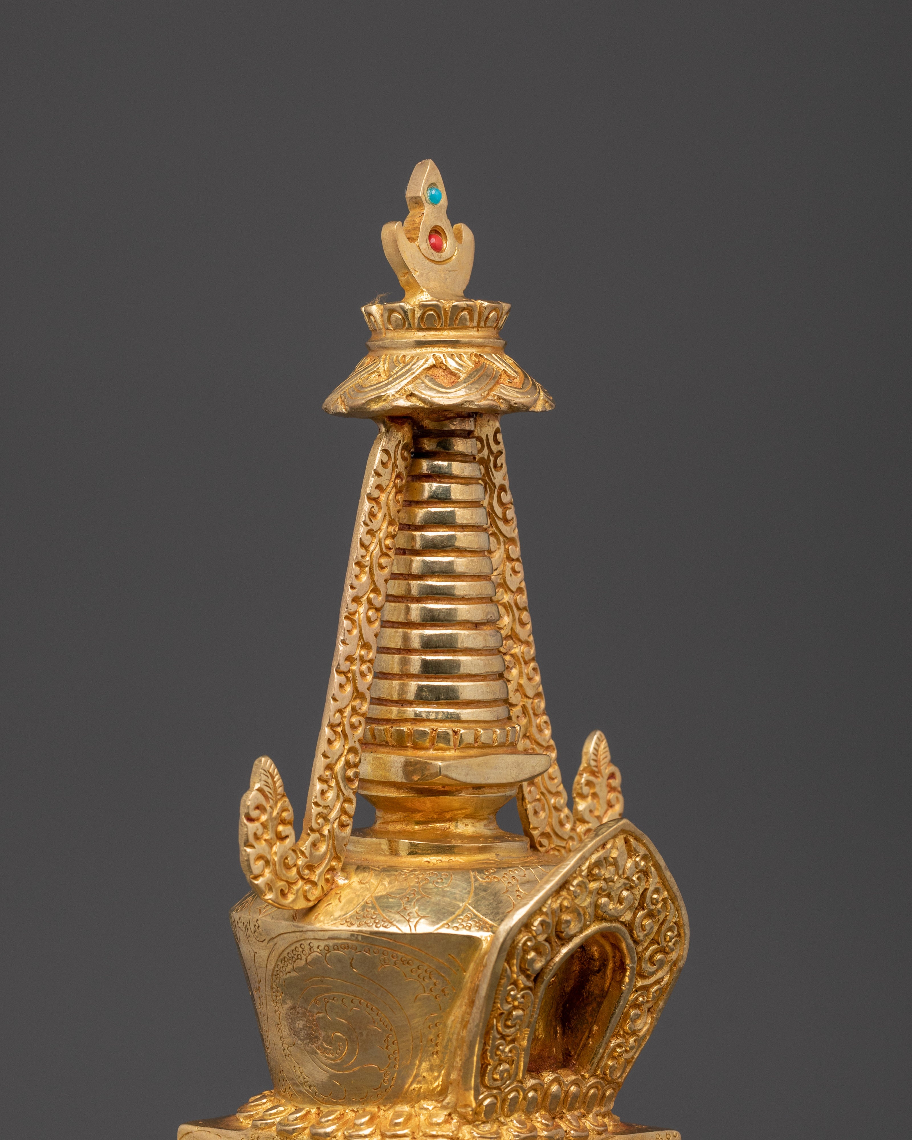 Handcrafted Gold Plated Stupa | Tibetan Buddhist Shrine Decor