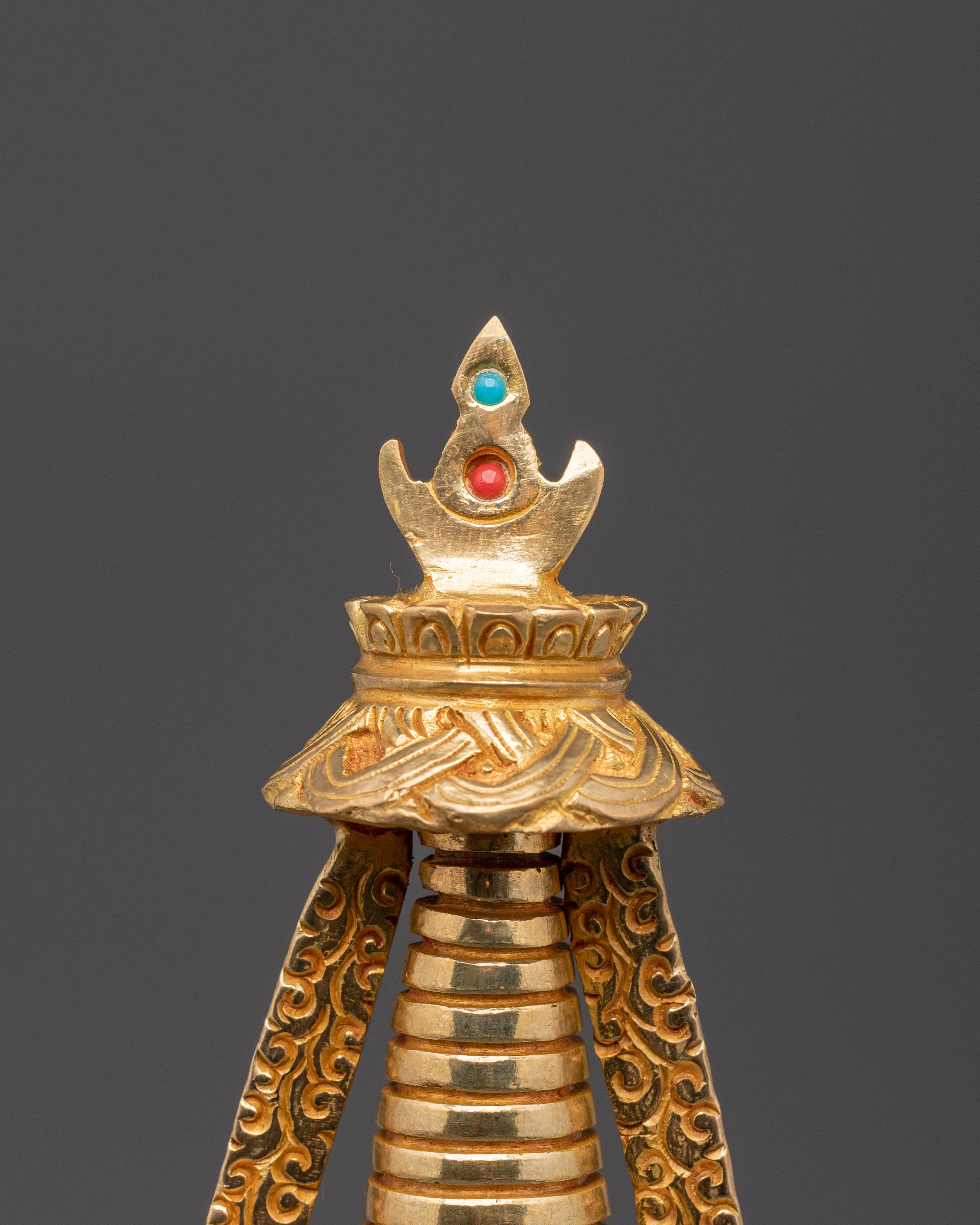 Handcrafted Gold Plated Stupa | Tibetan Buddhist Shrine Decor
