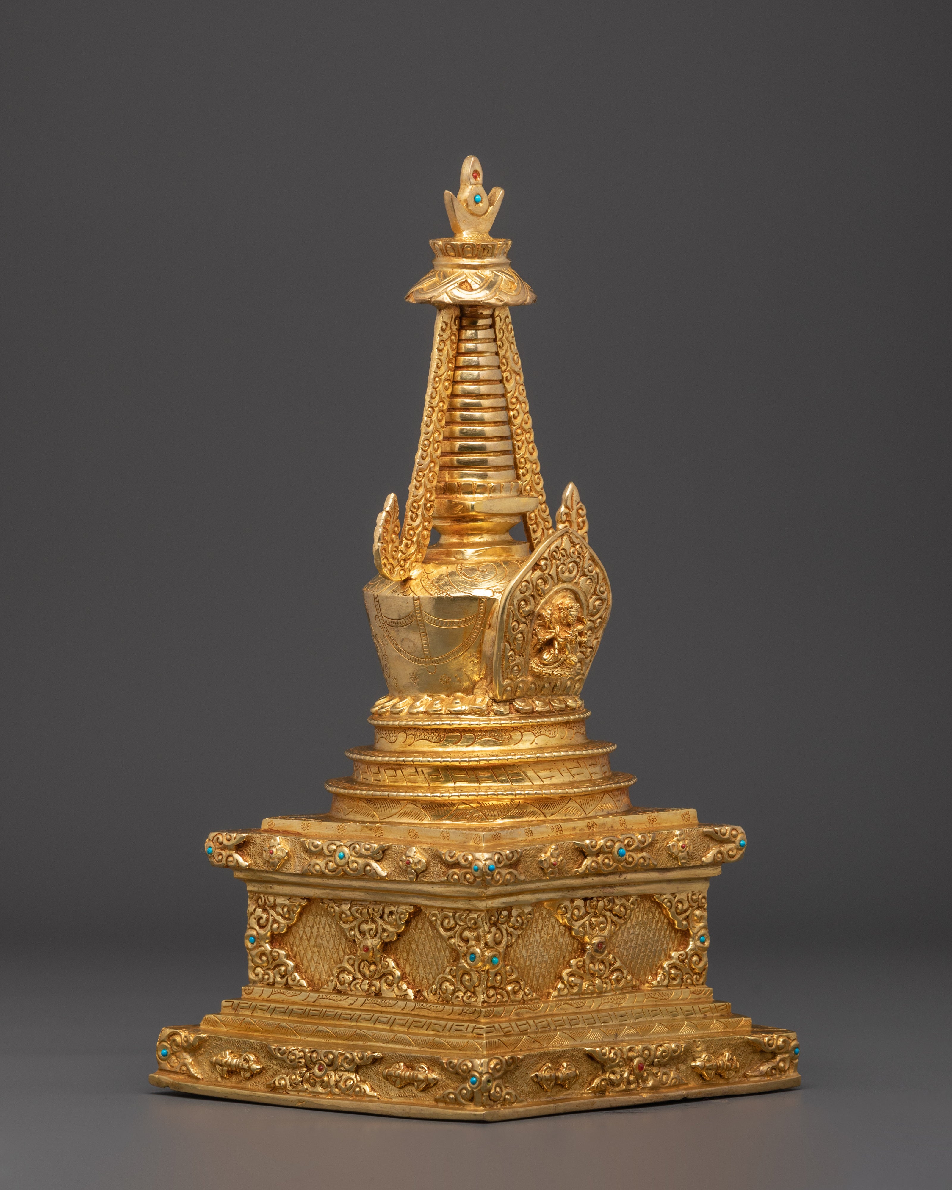Sacred Copper Gold Plated Stupa | Buddhist Stupa