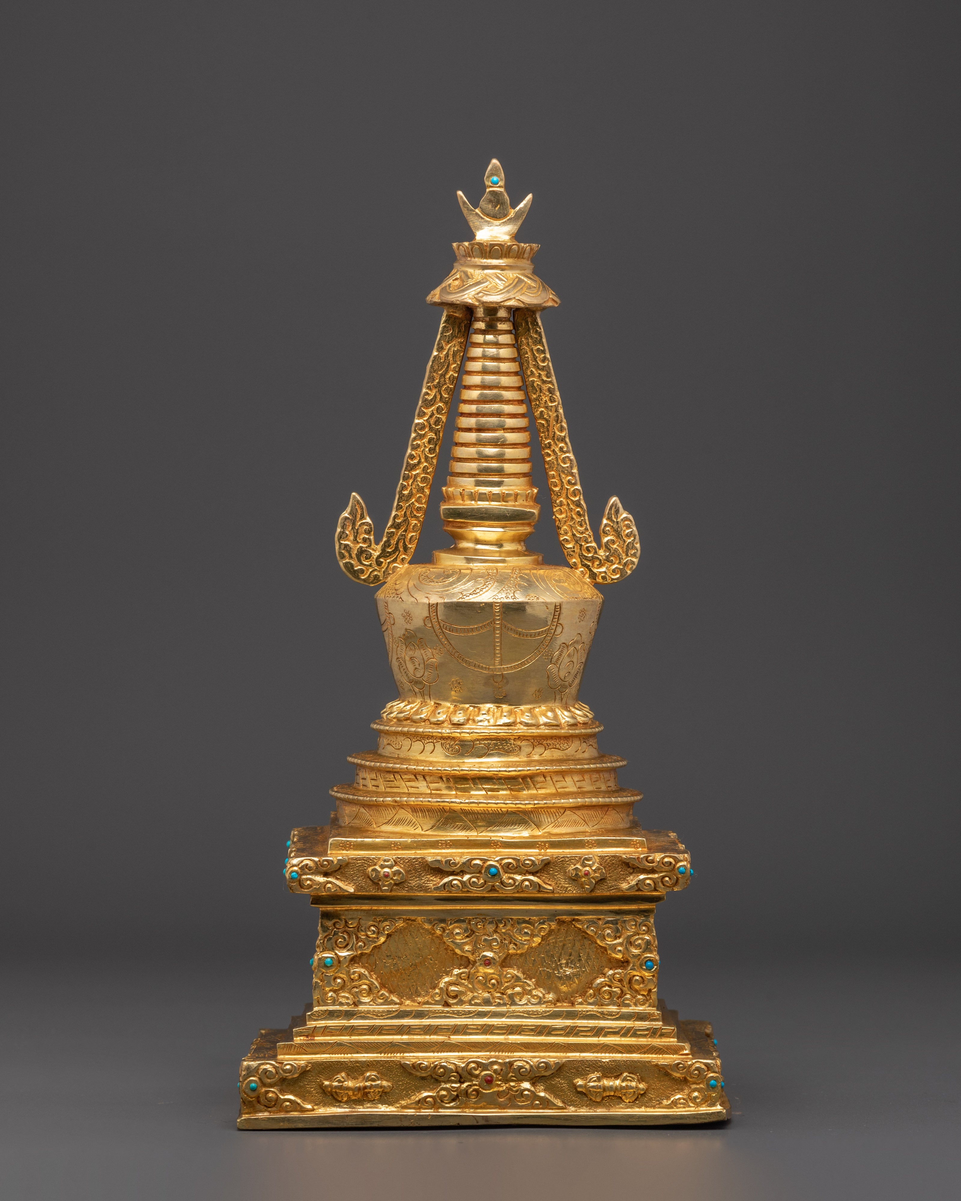 Sacred Copper Gold Plated Stupa | Buddhist Stupa