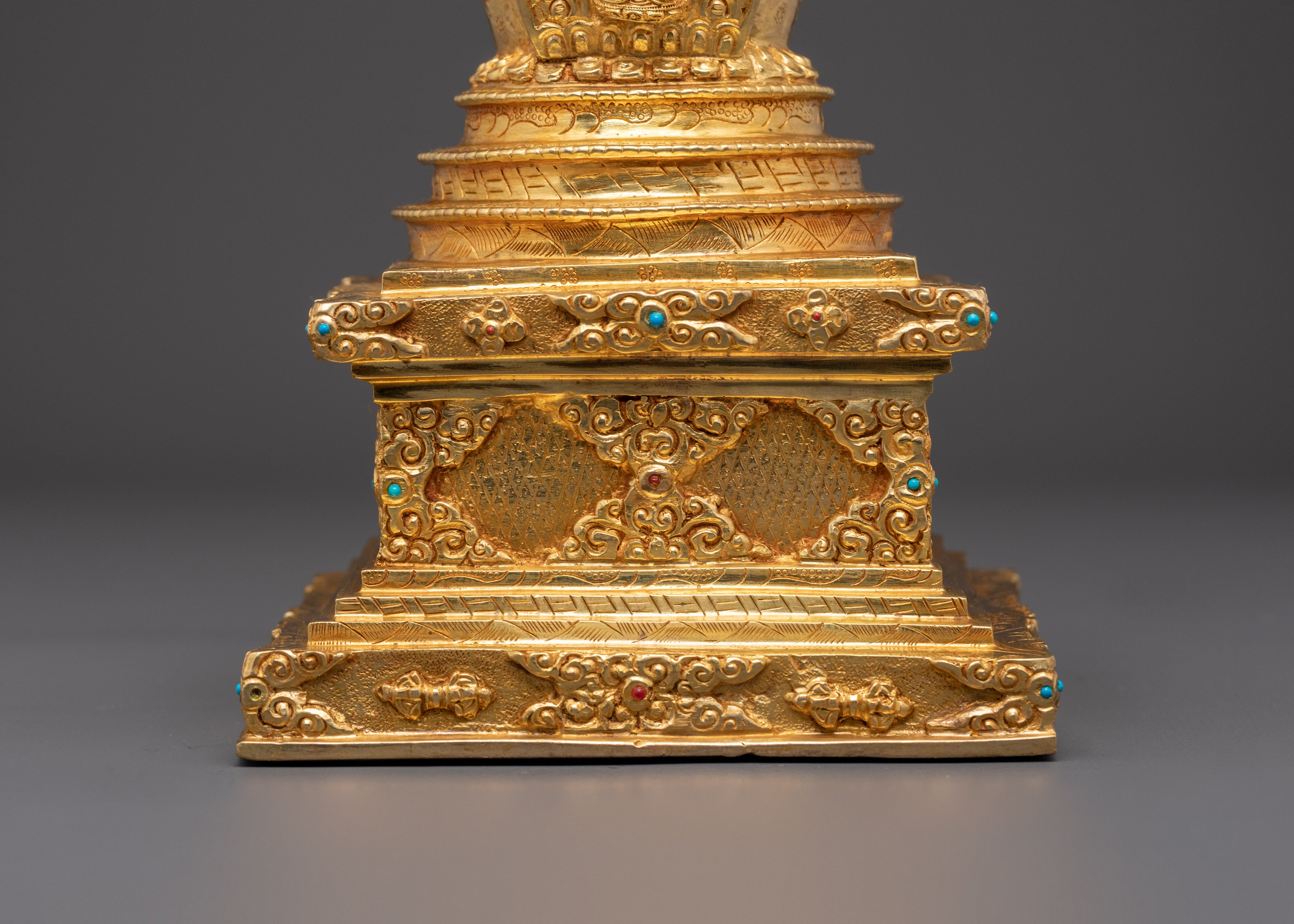 Sacred Copper Gold Plated Stupa | Buddhist Stupa