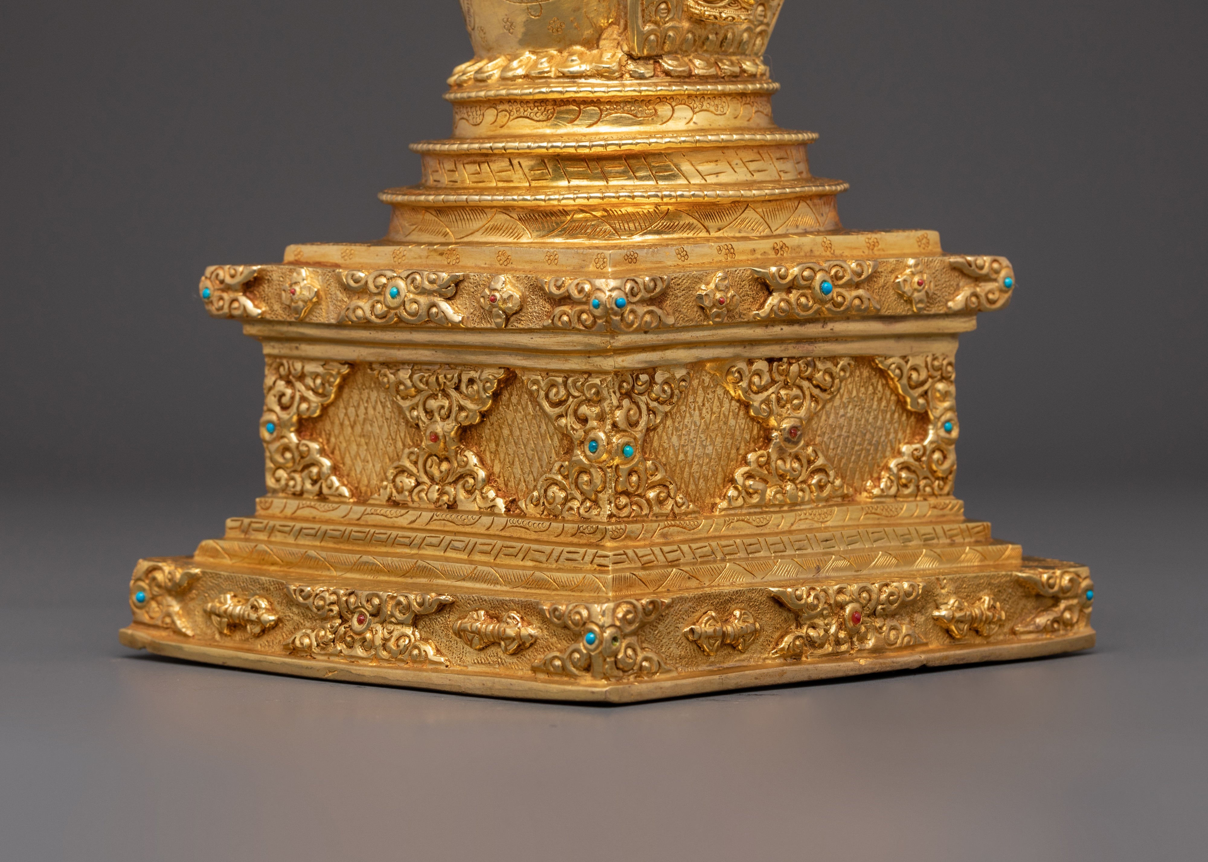 Sacred Copper Gold Plated Stupa | Buddhist Stupa