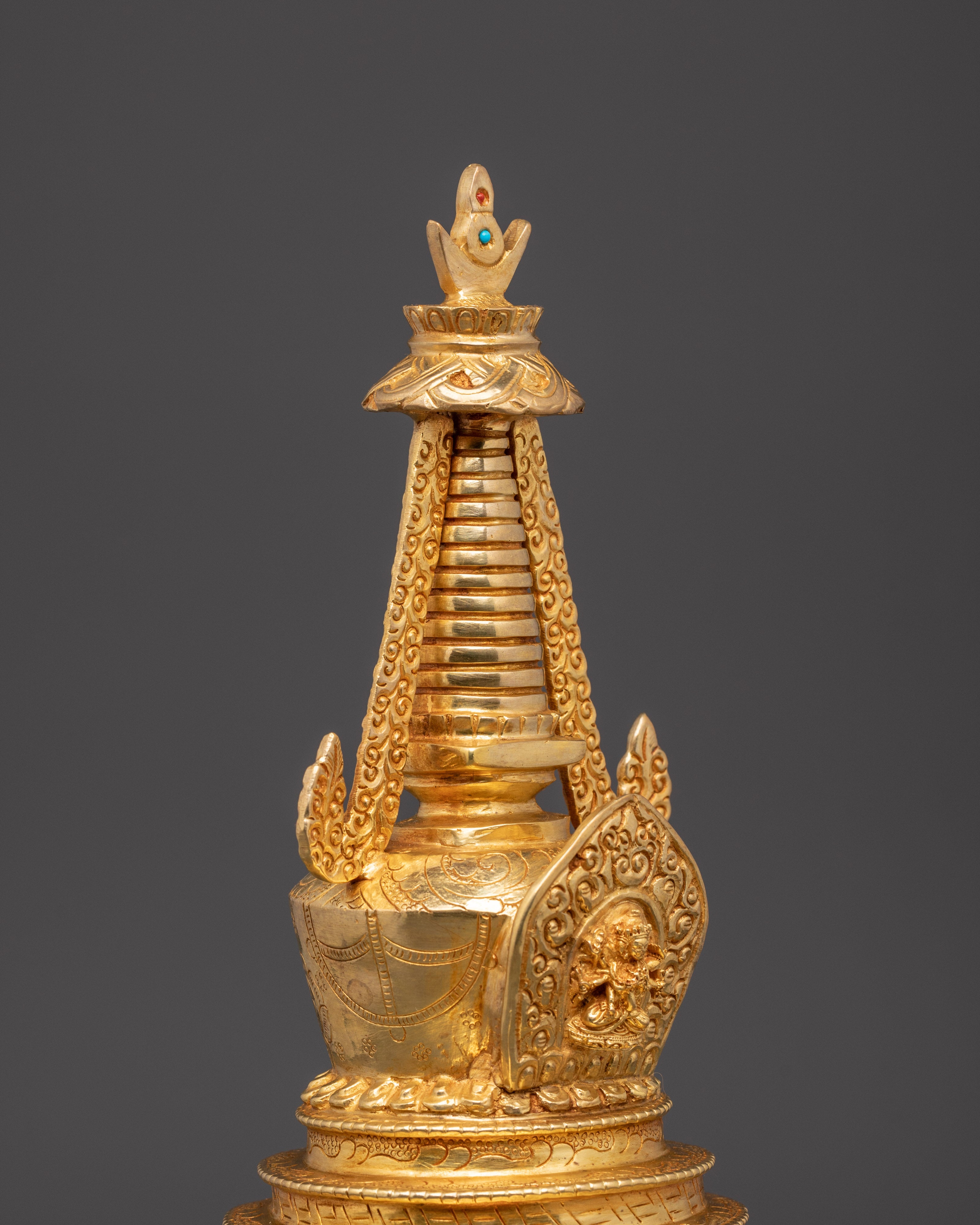 Sacred Copper Gold Plated Stupa | Buddhist Stupa