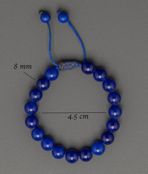Adjustable Blue Beaded Bracelet | Stylish Unisex 8mm Beads Wristband
