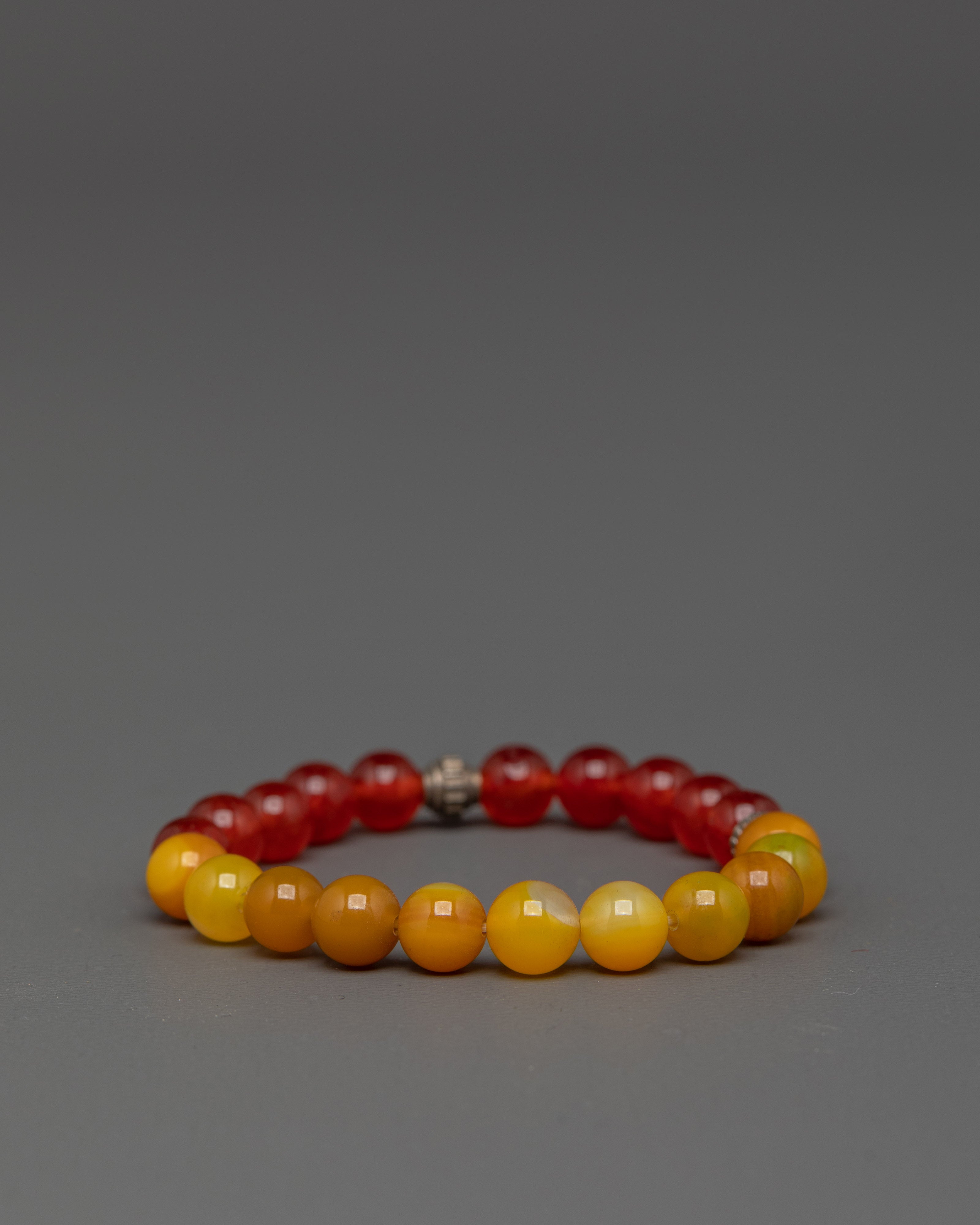 Handcrafted Bracelet for Accessory | Natural Carnelian with Yellow Jade Beads