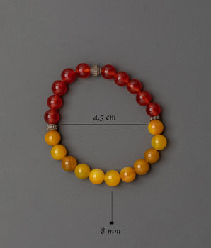 Handcrafted Bracelet for Accessory | Natural Carnelian with Yellow Jade Beads