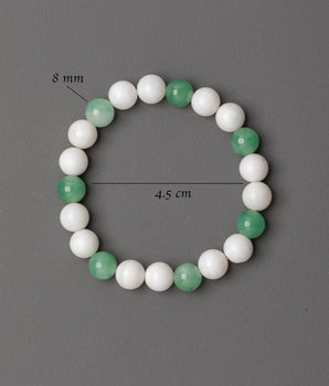 Handmade Green and White Beaded Bracelet | Jade-Inspired Unisex Jewelry