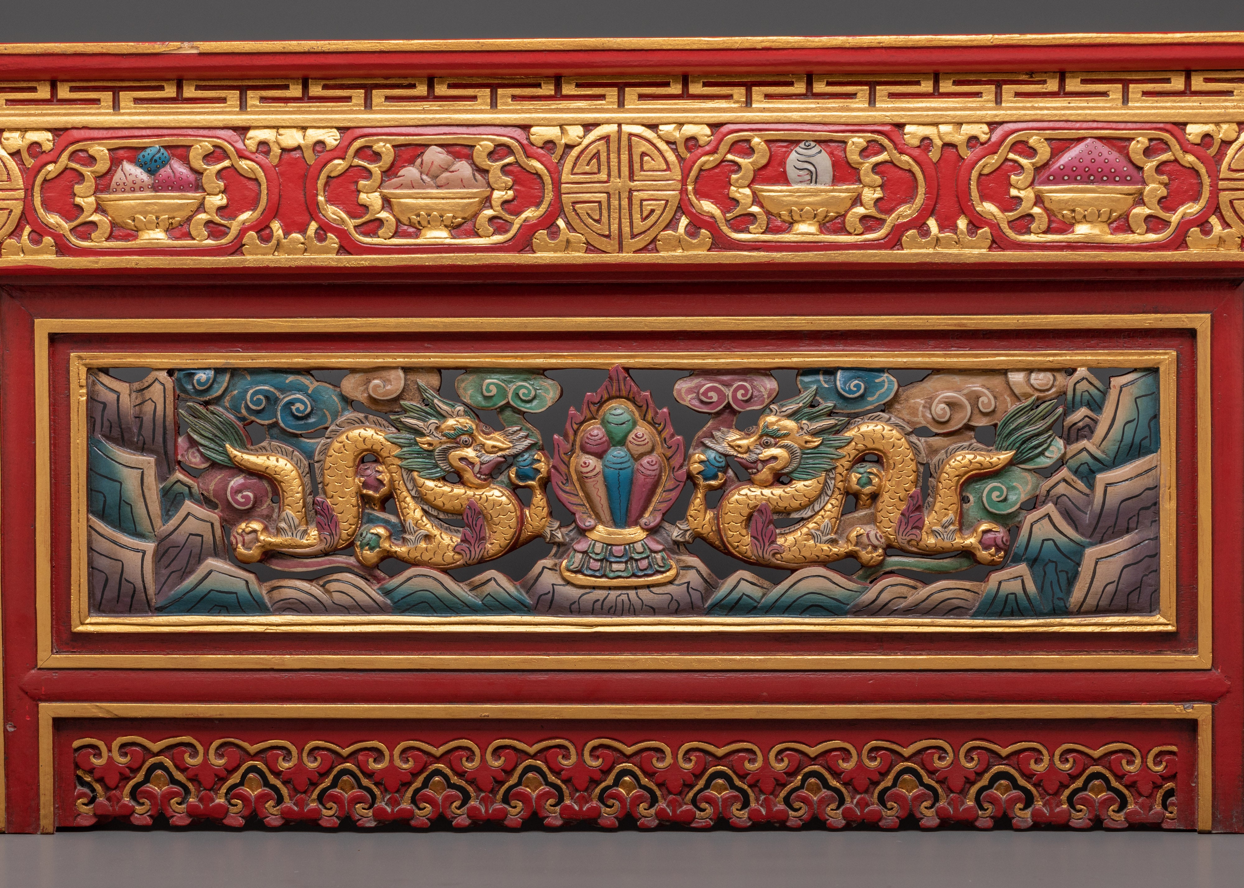Tibetan Folding Table for Home Decor | Wooden Table with Acrylic Paintings