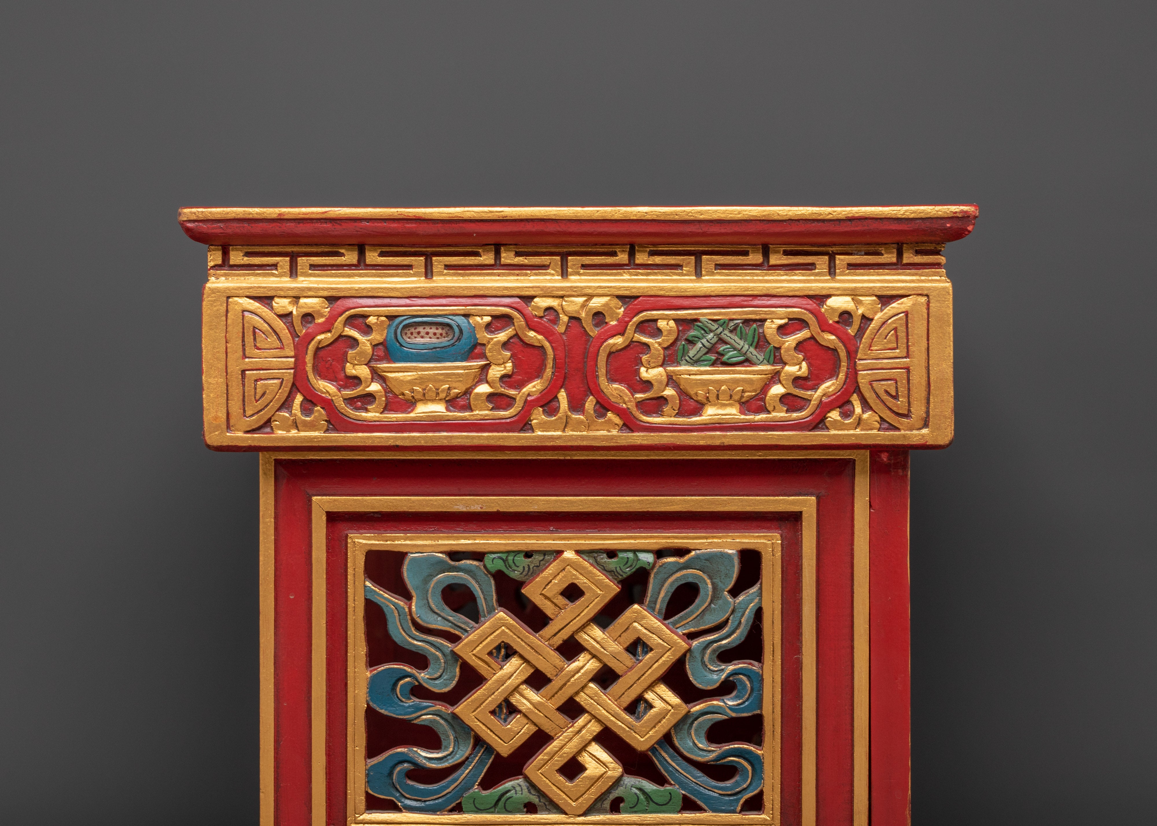 Tibetan Folding Table for Home Decor | Wooden Table with Acrylic Paintings