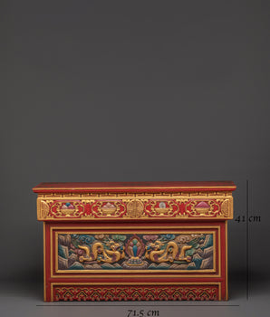 Tibetan Folding Table for Home Decor | Wooden Table with Acrylic Paintings