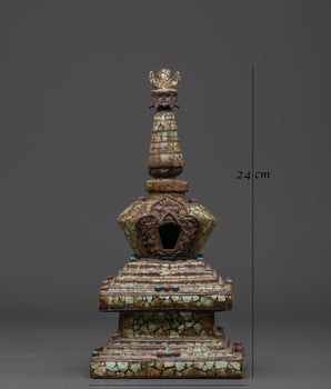 Tibetan Buddhist Copper Stupa | Sacred Spiritual Monument