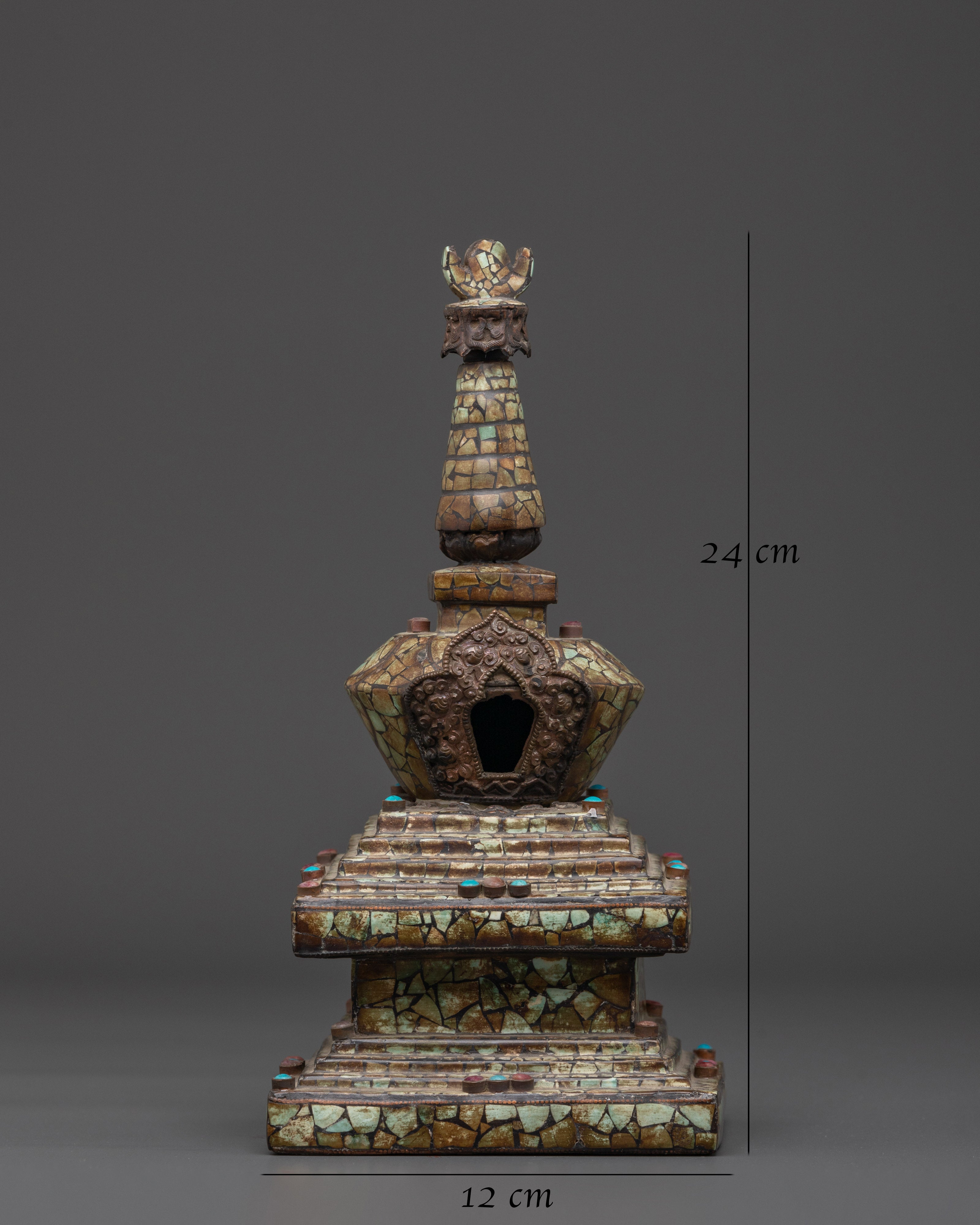 Tibetan Buddhist Copper Stupa | Sacred Spiritual Monument