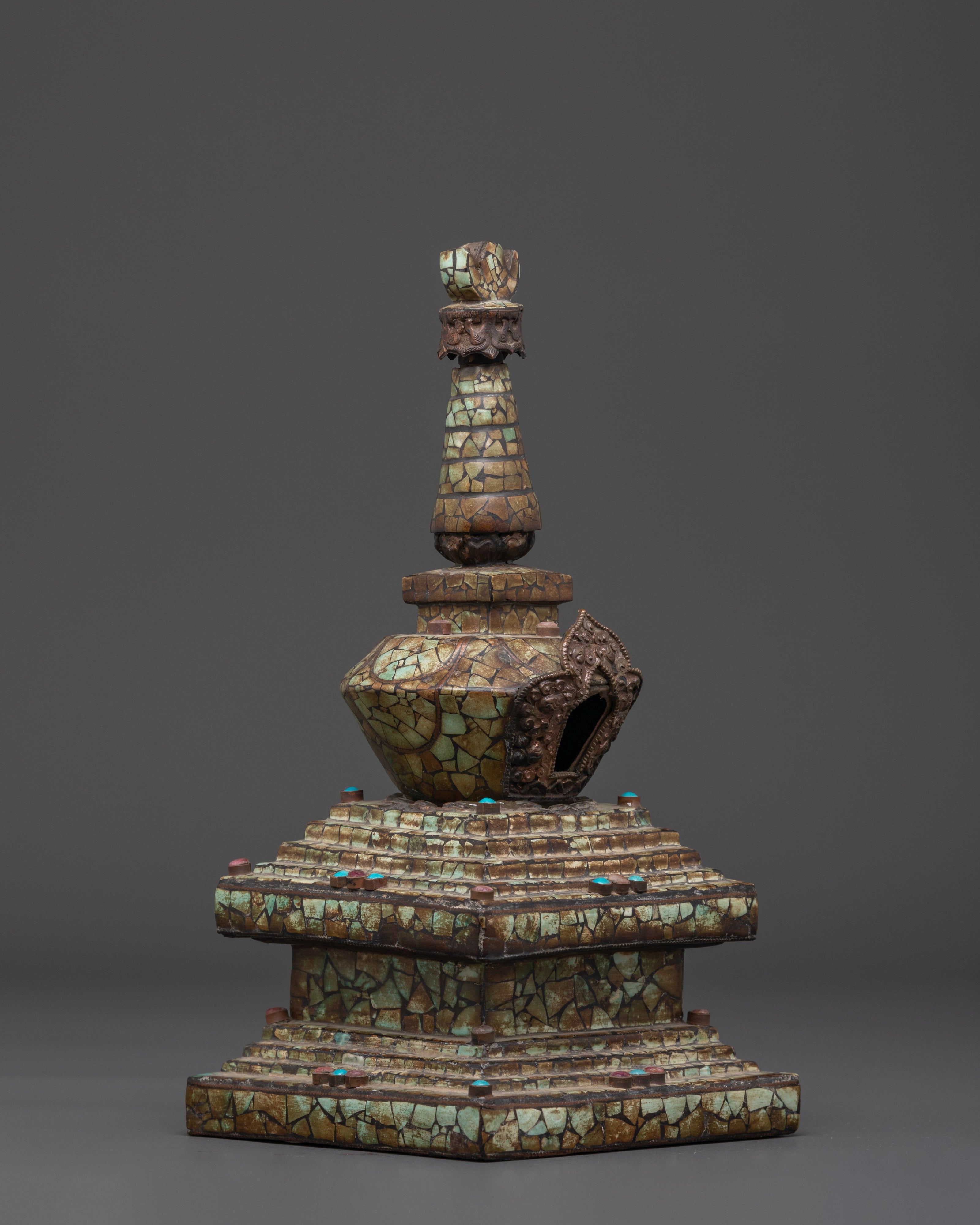 Tibetan Buddhist Copper Stupa | Sacred Spiritual Monument