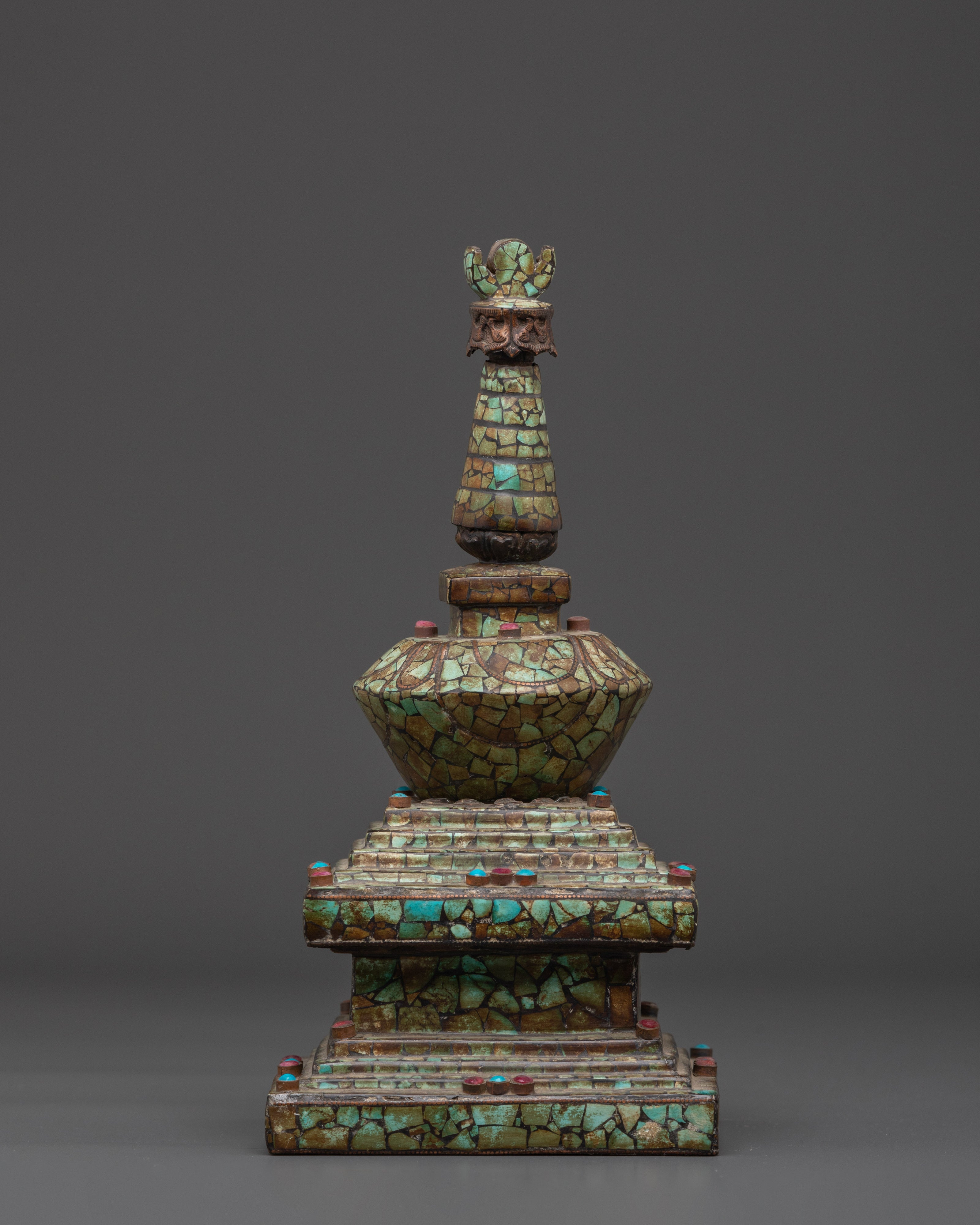 Tibetan Buddhist Copper Stupa | Sacred Spiritual Monument