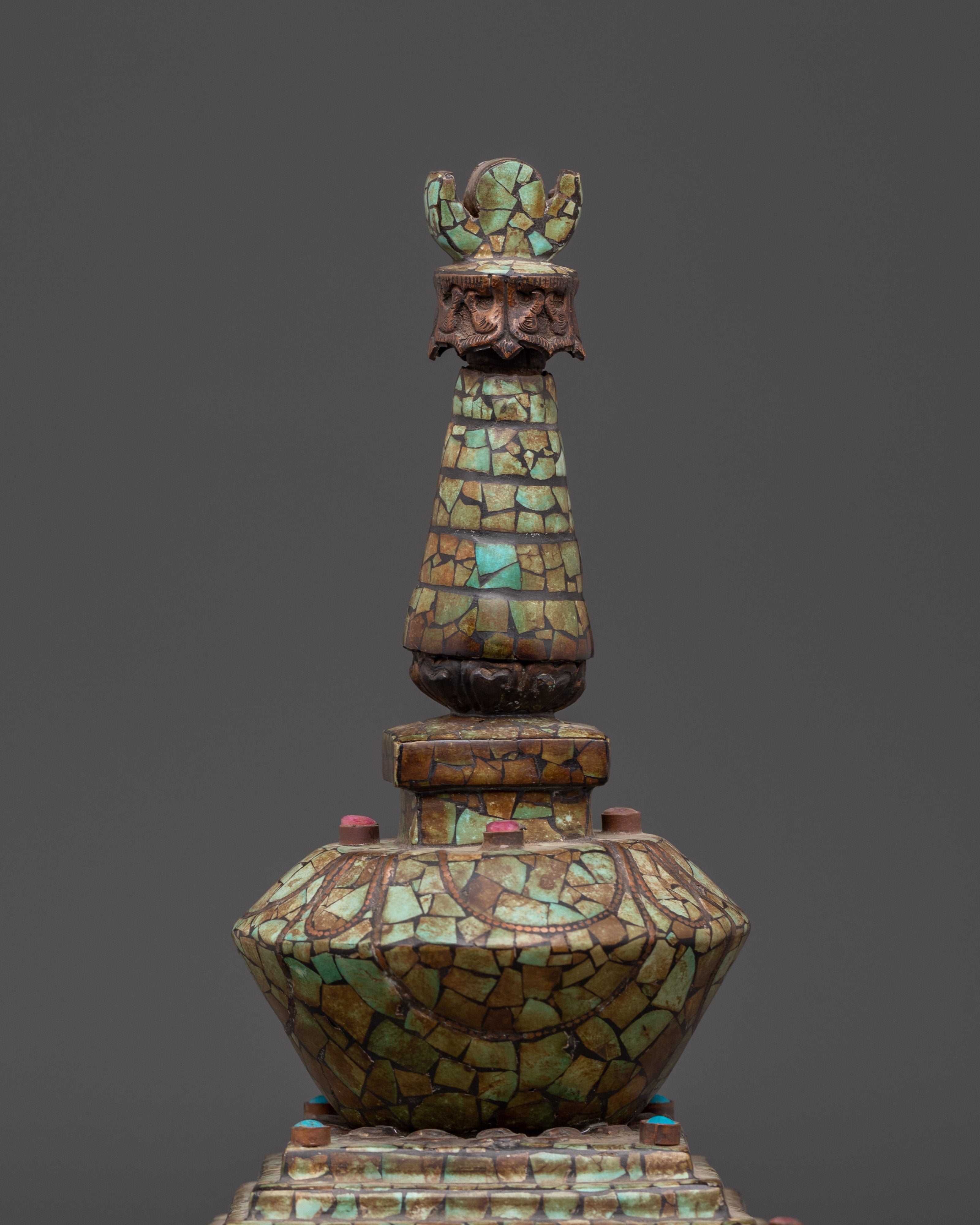 Tibetan Buddhist Copper Stupa | Sacred Spiritual Monument