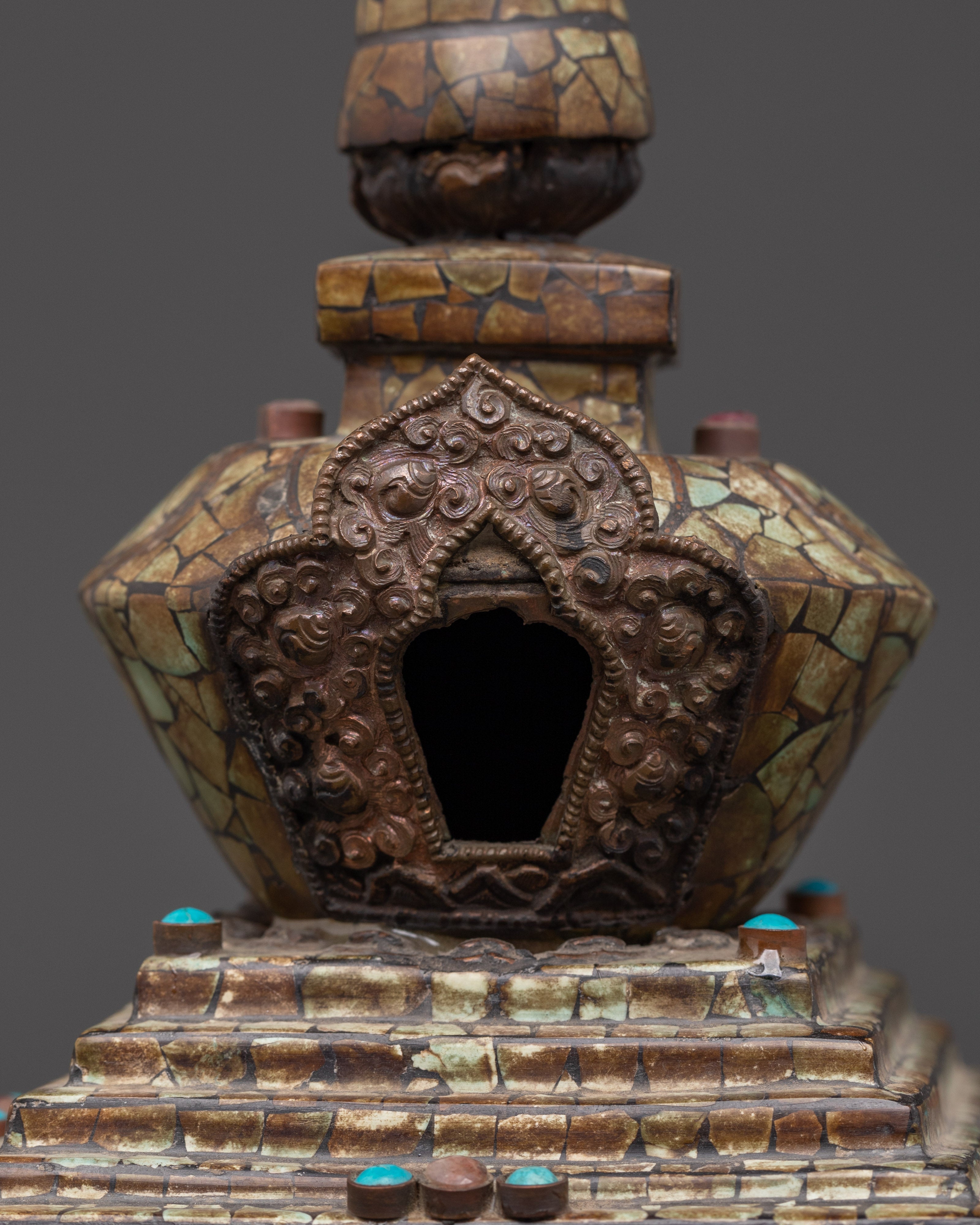 Tibetan Buddhist Copper Stupa | Sacred Spiritual Monument