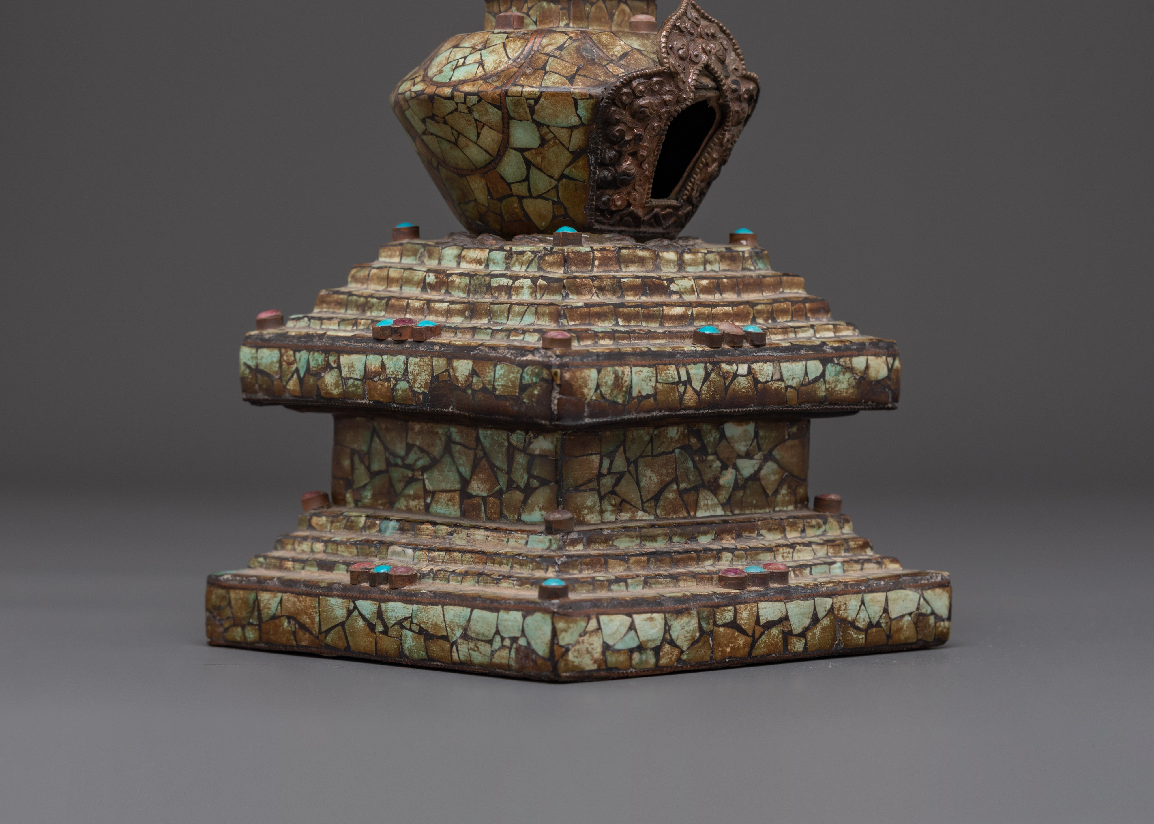 Tibetan Buddhist Copper Stupa | Sacred Spiritual Monument