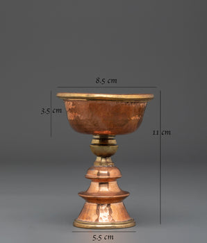 Traditional Buddhist Copper Butter Lamp for Buddhist Rituals