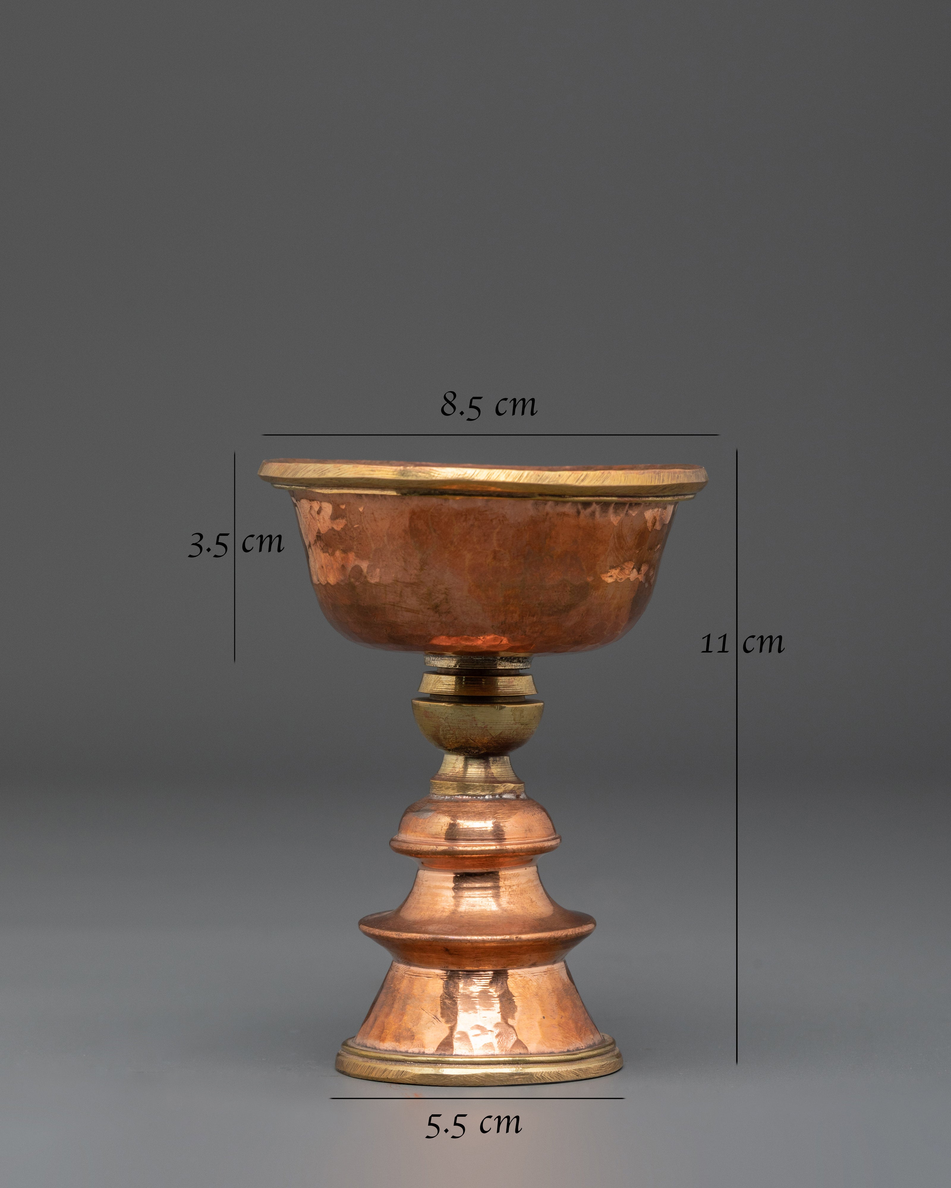 Traditional Buddhist Copper Butter Lamp for Buddhist Rituals