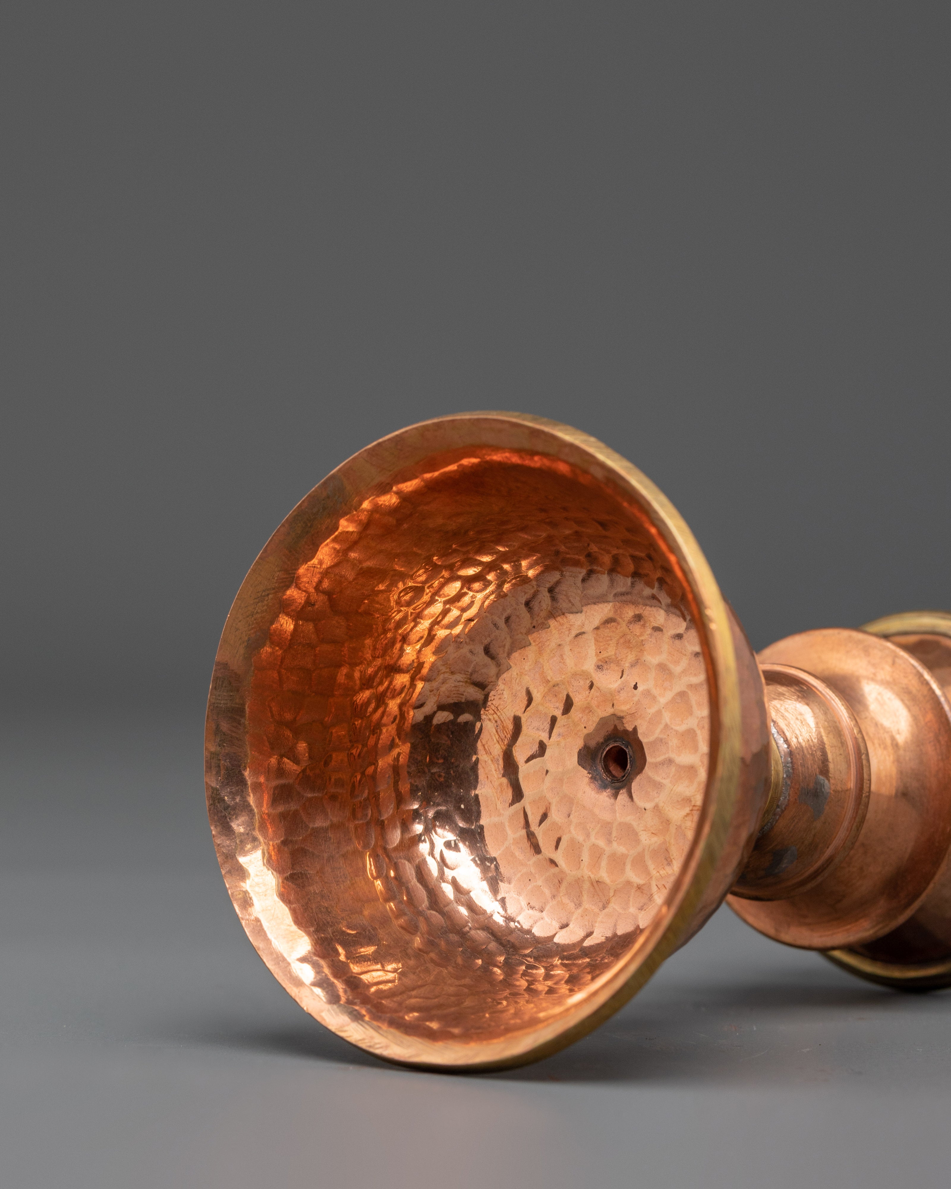 Traditional Buddhist Copper Butter Lamp for Buddhist Rituals
